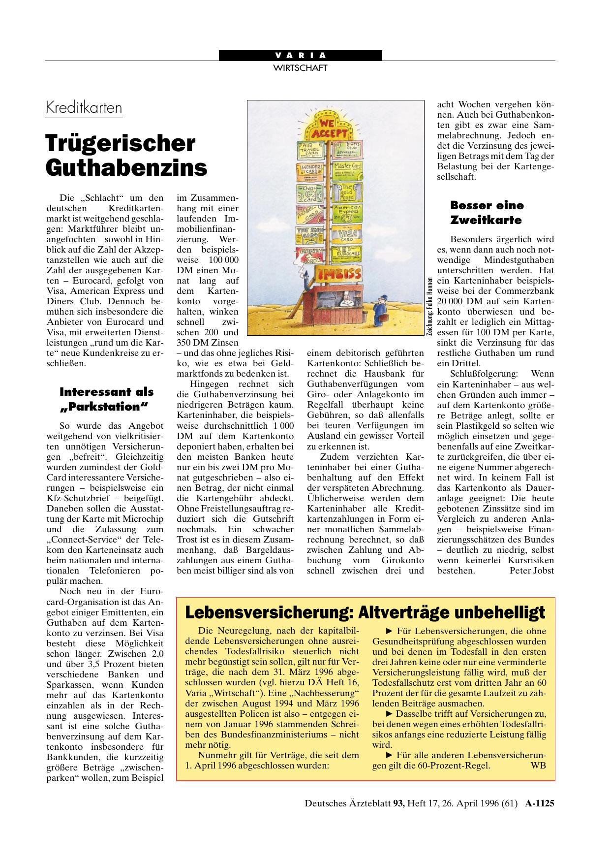 Vorschauseite 1: Lebensversicherung: Altverträge unbehelligt