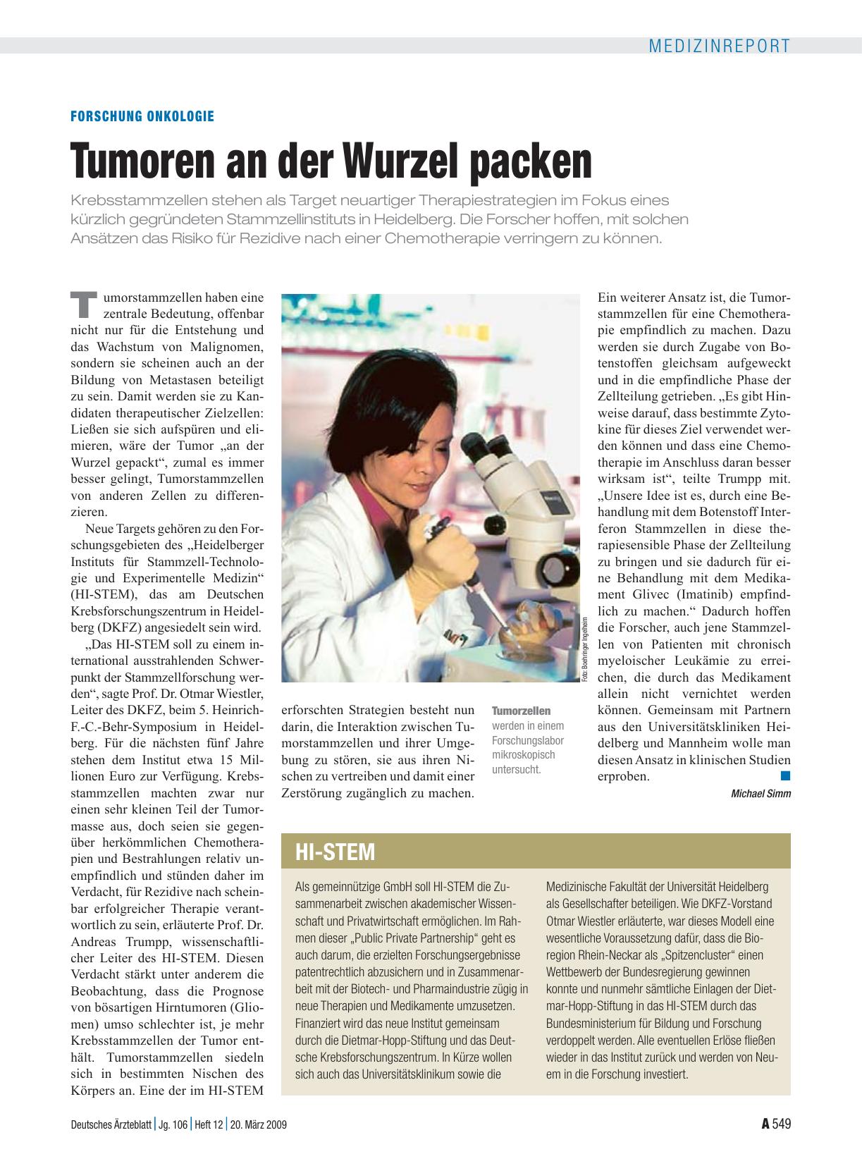Vorschauseite 1: Forschung Onkologie: Tumoren an der Wurzel packen