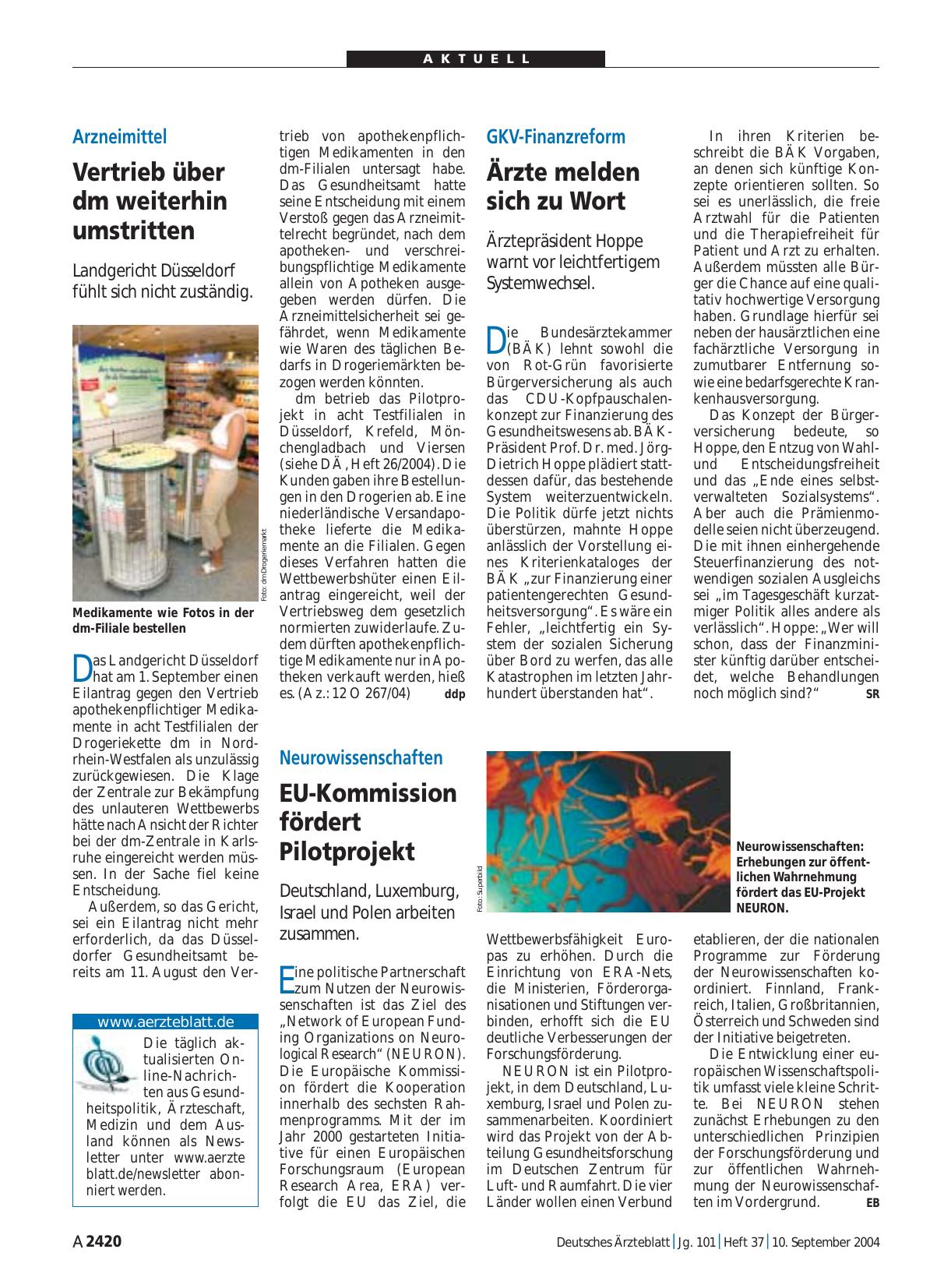 Vorschauseite 1: Neurowissenschaften: EU-Kommission fördert Pilotprojekt