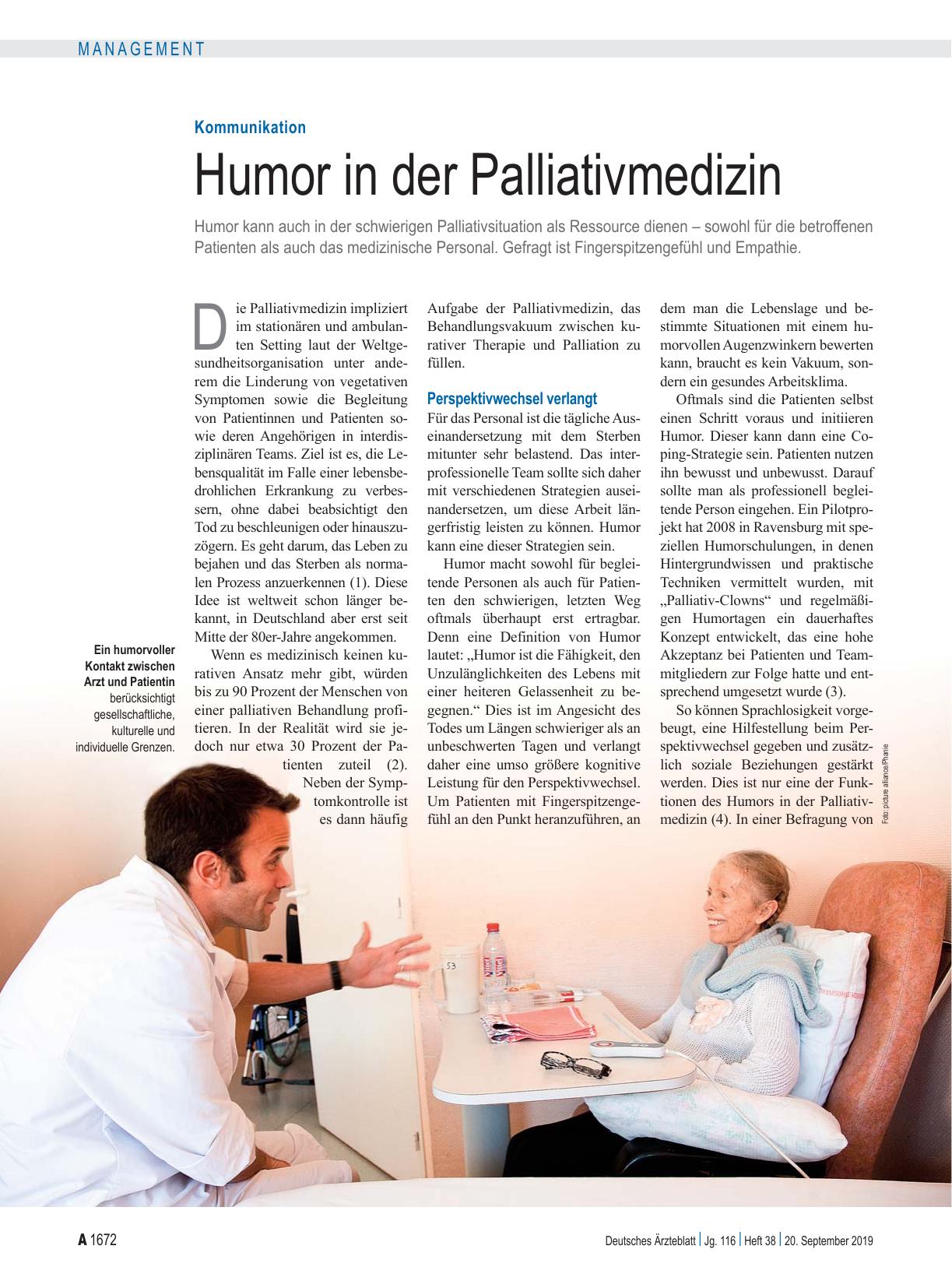 Vorschauseite 1: Kommunikation: Humor in der Palliativmedizin
