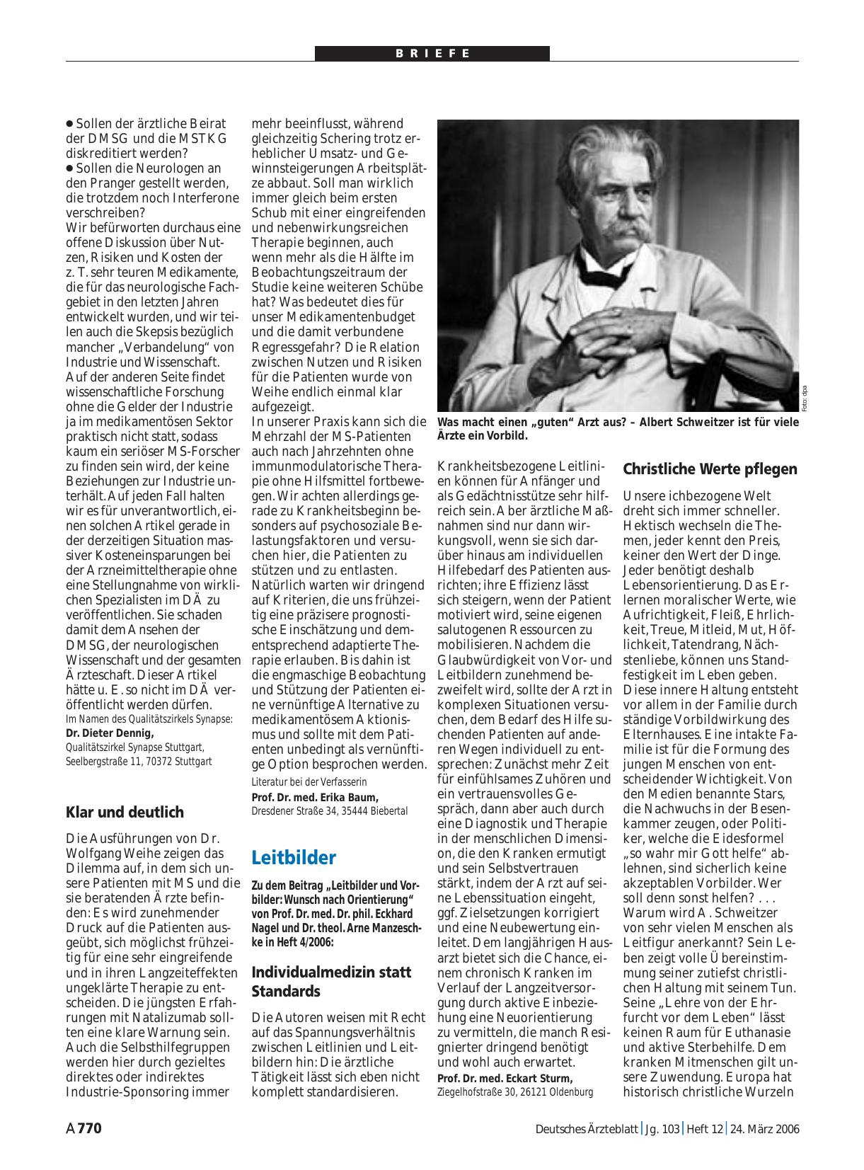 Vorschauseite 1: Leitbilder: Individualmedizin statt Standards