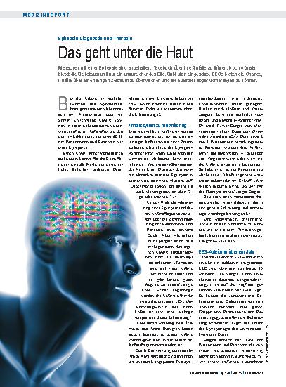 Vorschauseite 1: Epilepsie-Diagnostik und Therapie: Das geht unter die Haut