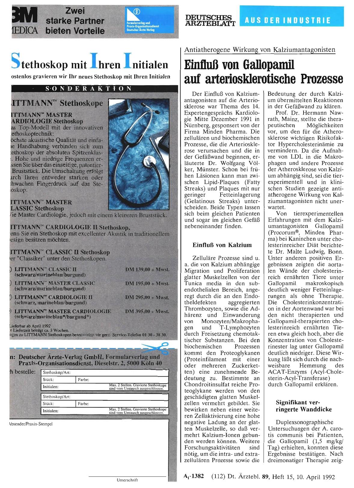 Vorschauseite 1: Antiatherogene Wirkung von Kalziumantagonisten: Einfluß von Gallopamil auf arteriosklerotische Prozesse
