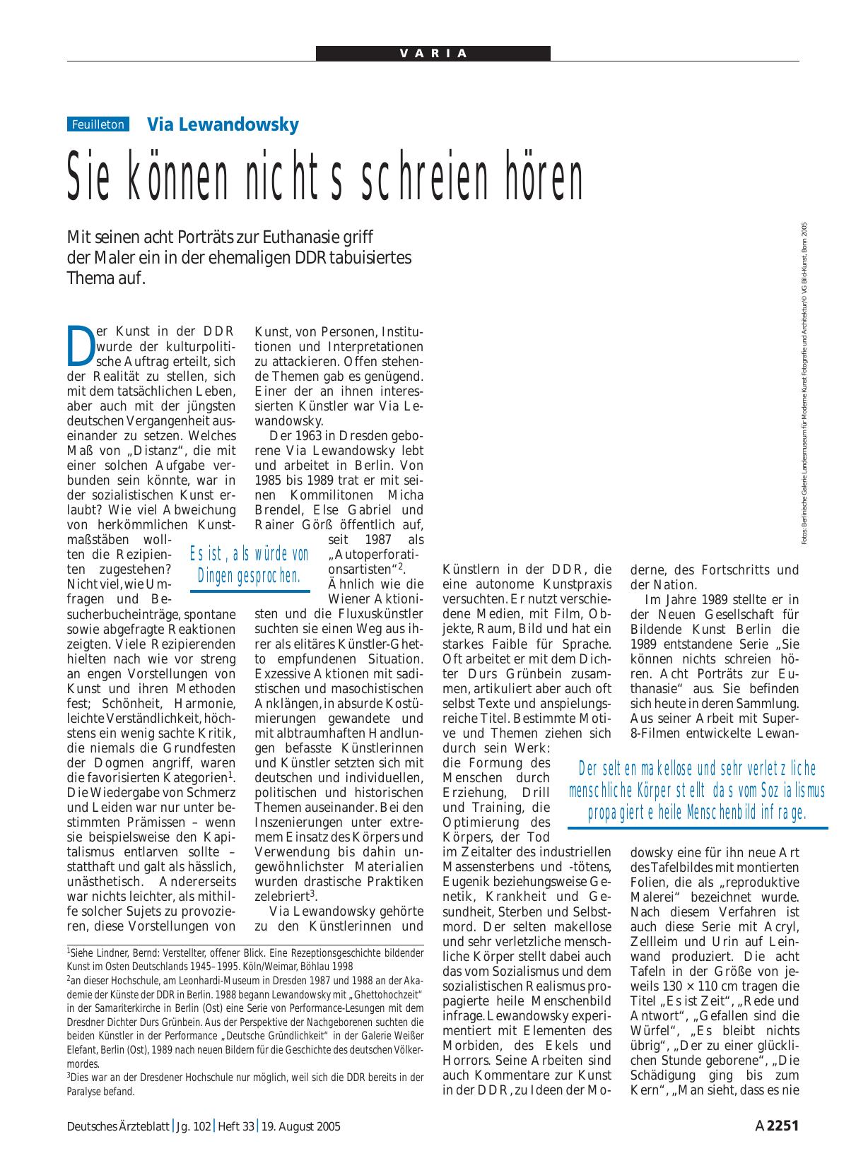 Vorschauseite 1: Via Lewandowsky: Sie können nichts schreien hören