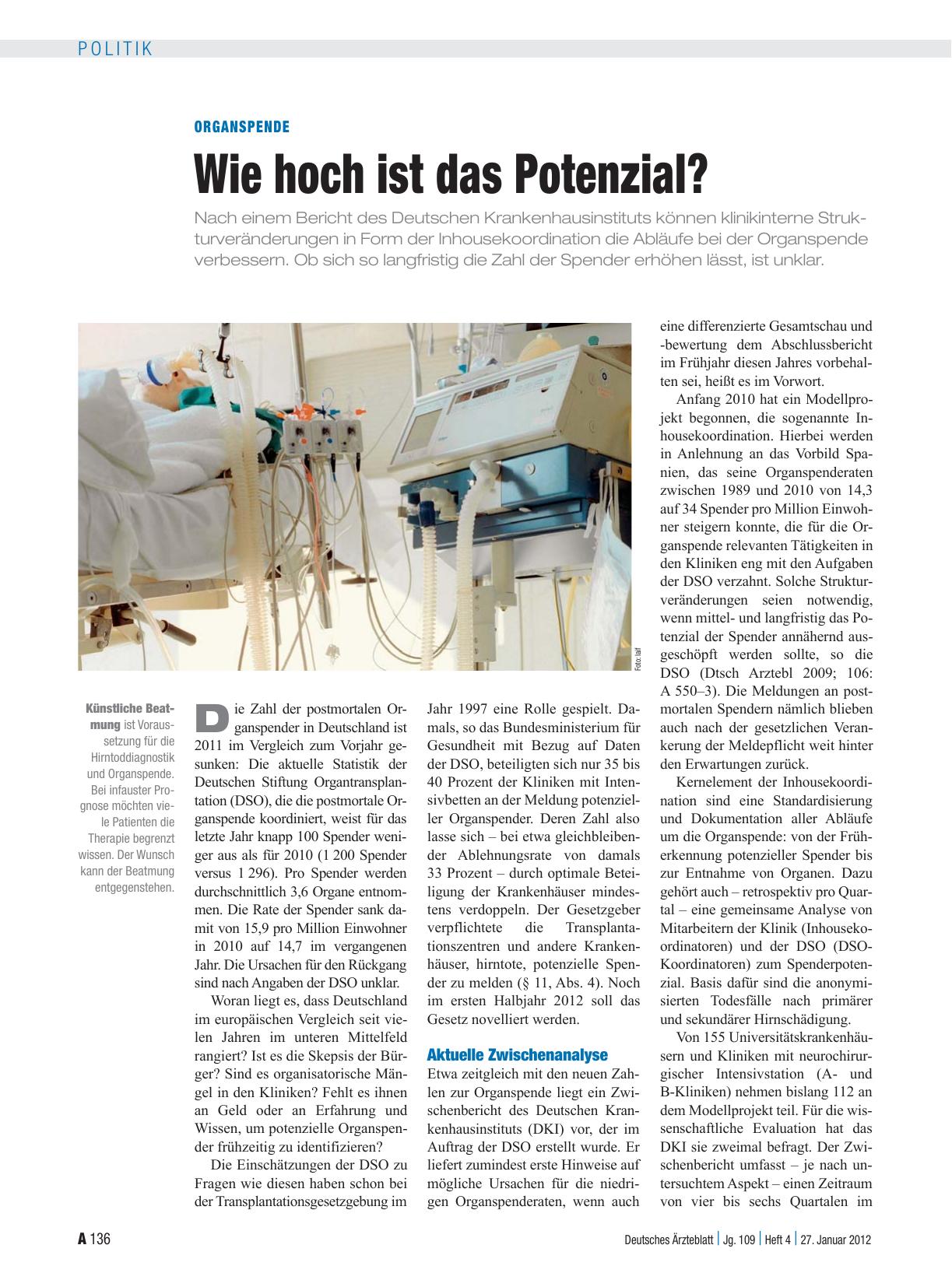 Vorschauseite 1: Organspende: Wie hoch ist das Potenzial?