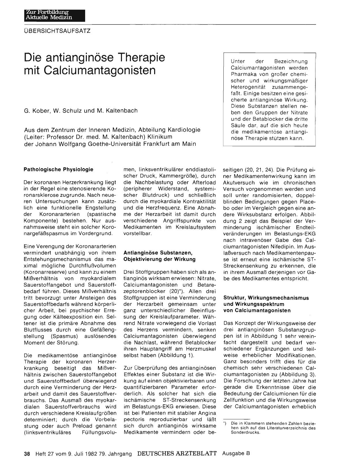 Vorschauseite 1: Die antianginöse Therapie mit Calciumantagonisten
