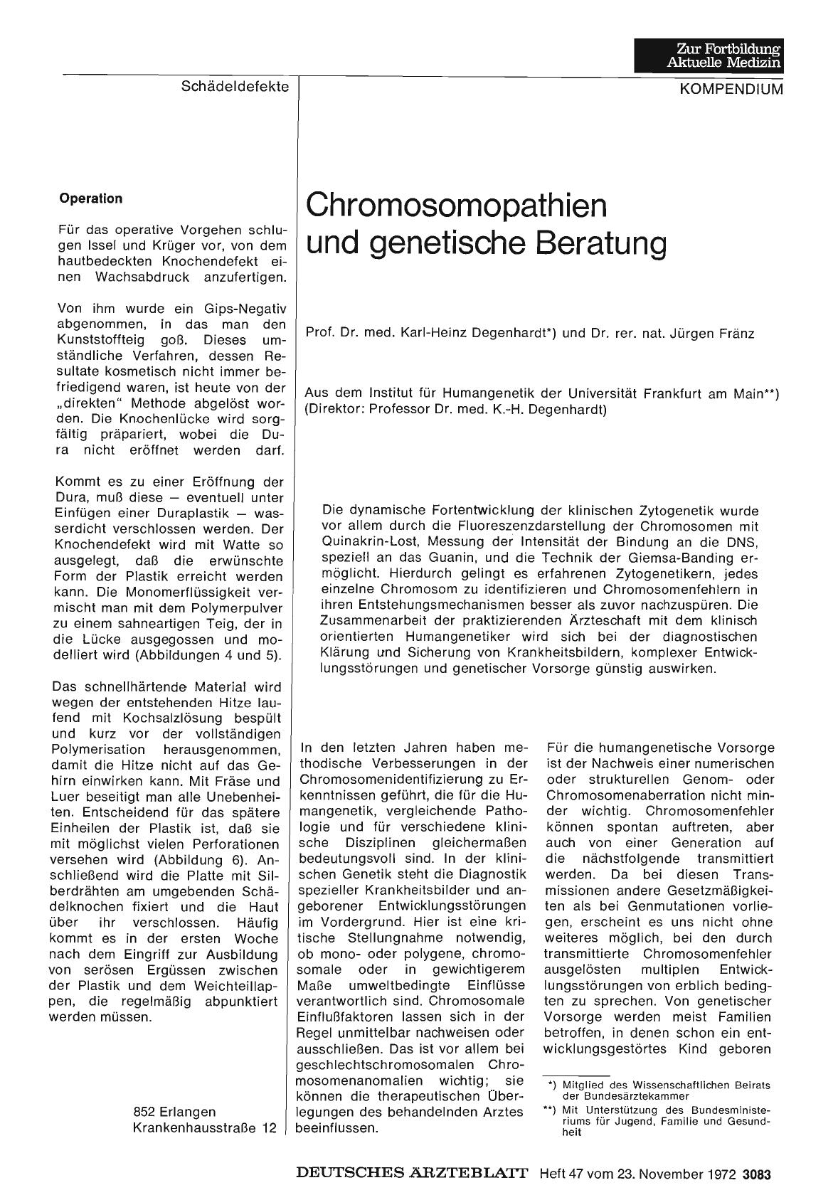 Vorschauseite 1: Chromosomopathien und genetische Beratung