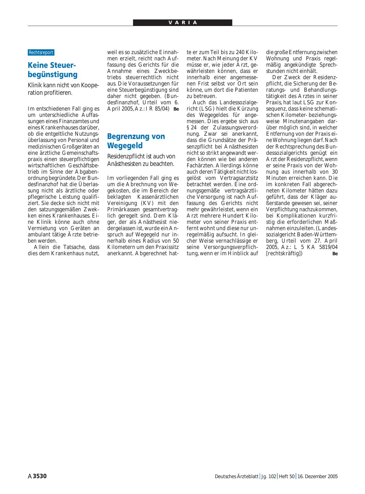 Vorschauseite 1: Keine Steuerbegünstigung: Klinik kann nicht von Kooperation profitieren
