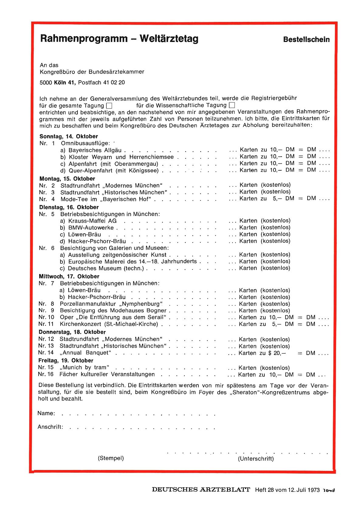 Vorschauseite 1: Rahmenprogramm - Weltärztetag