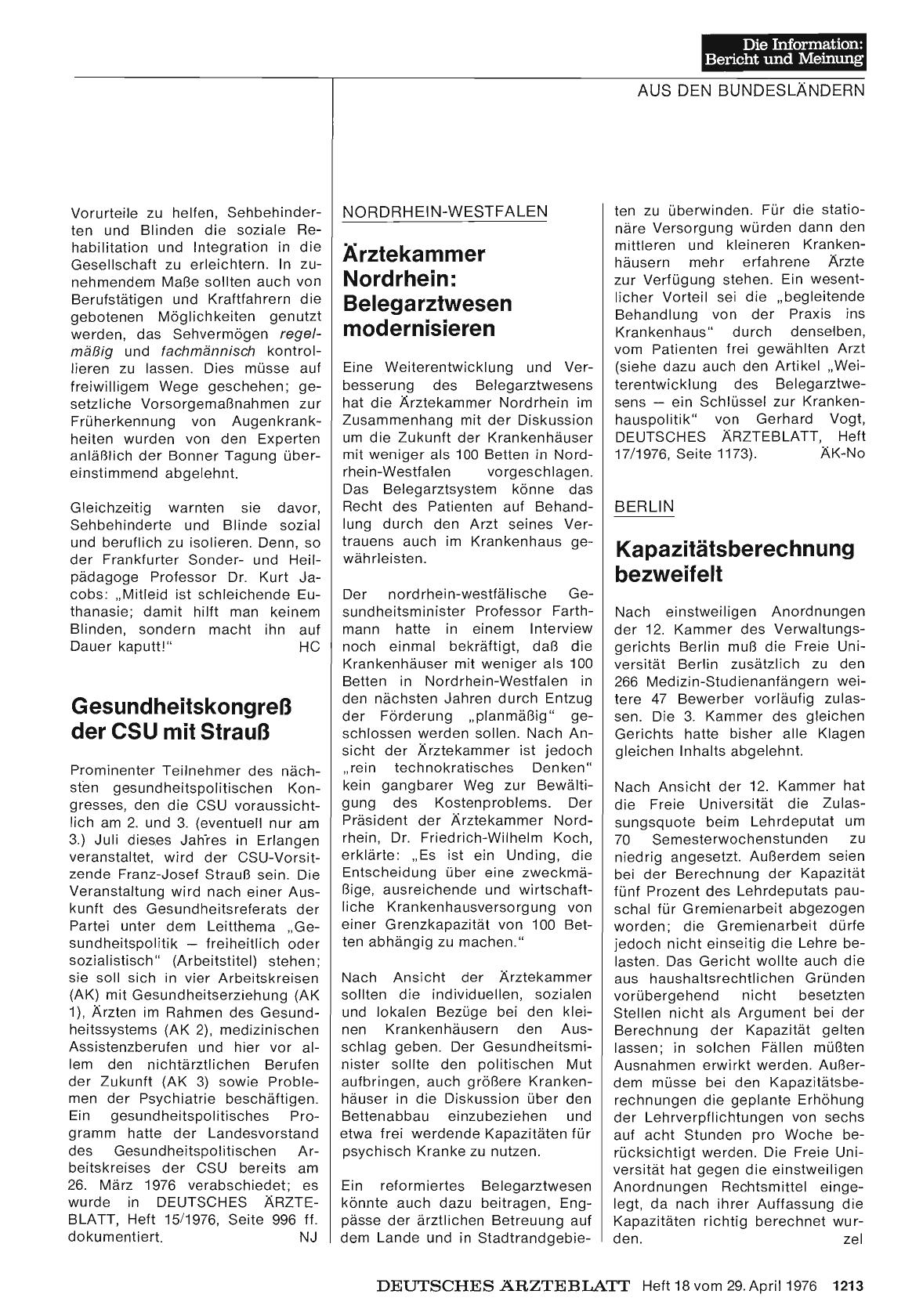Vorschauseite 1: Ärztekammer Nordrhein: Belegarztwesen modernisieren