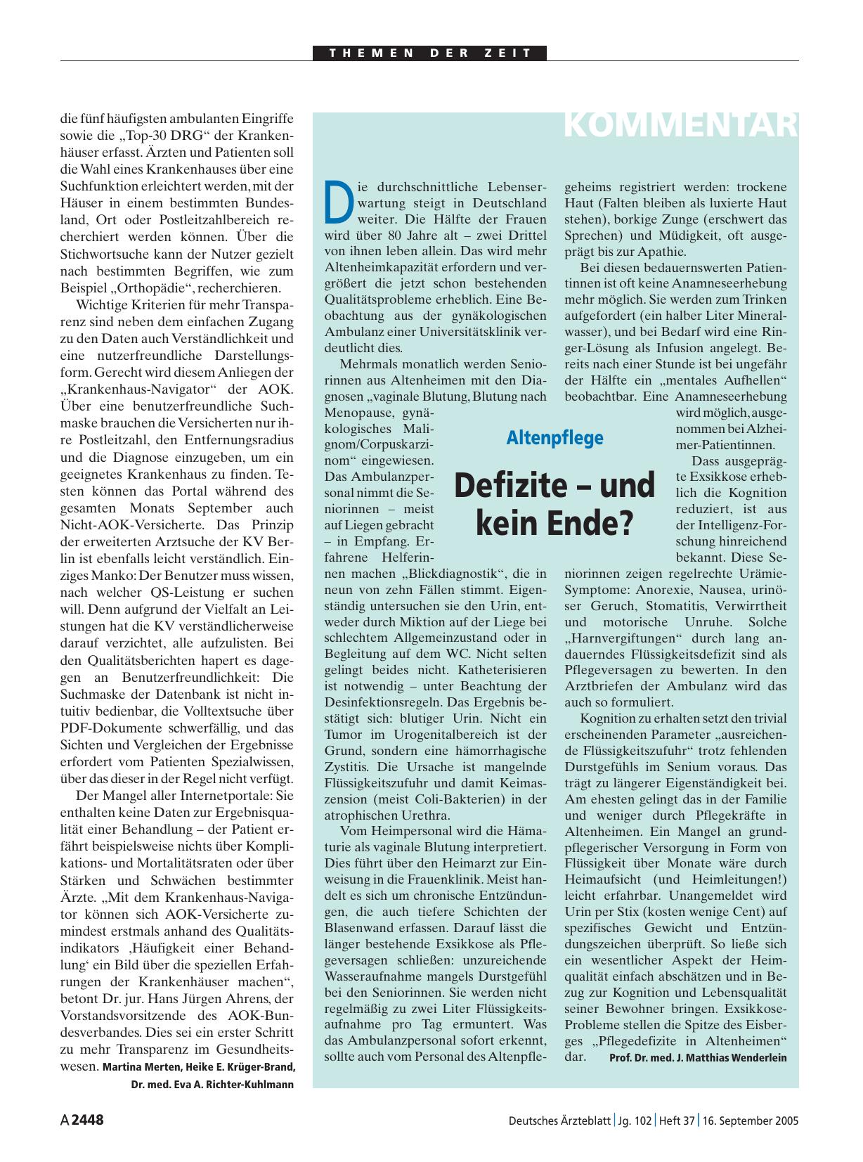 Vorschauseite 1: Altenpflege: Defizite – und kein Ende?