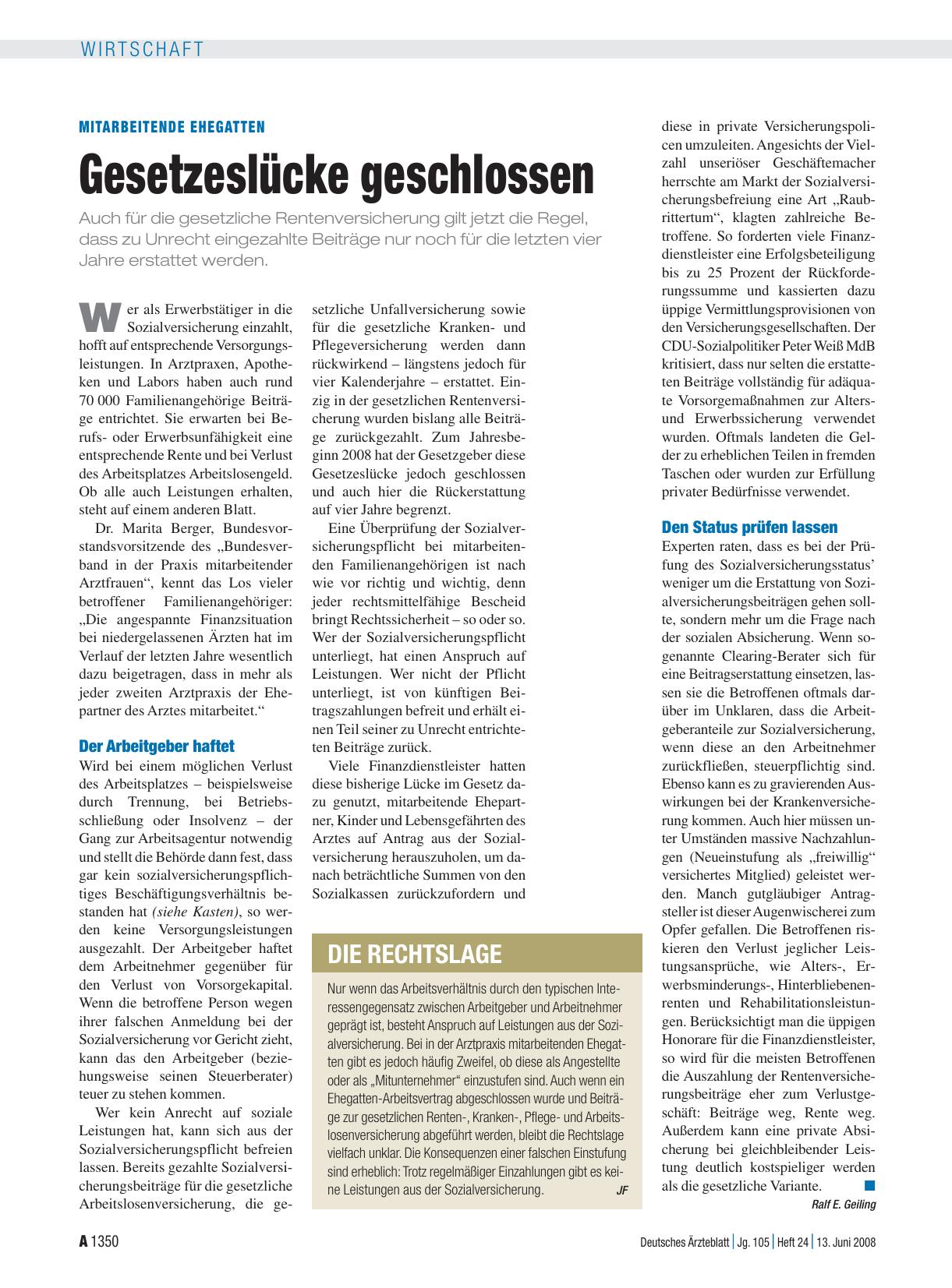 Vorschauseite 1: Mitarbeitende Ehegatten: Gesetzeslücke geschlossen