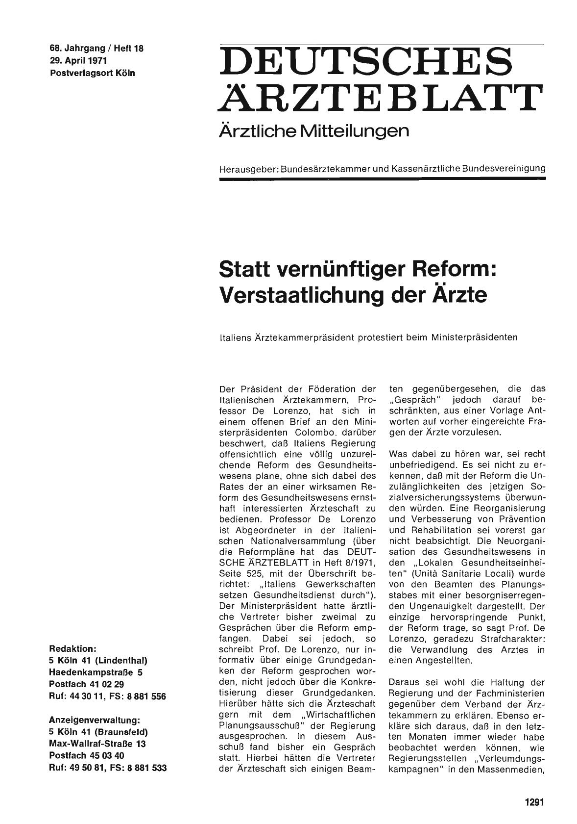 Vorschauseite 1: Statt vernünftiger Reform: Verstaatlichung der Ärzte