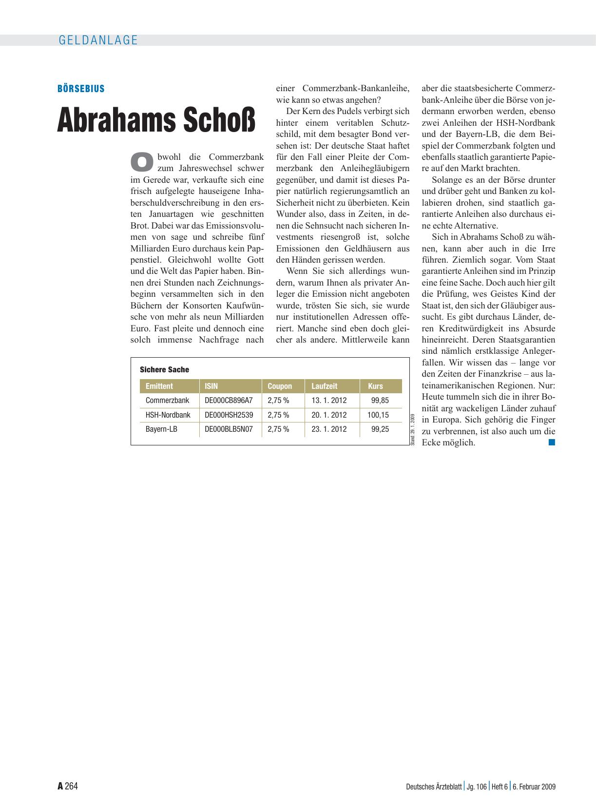 Vorschauseite 1: Börsebius: Abrahams Schoß