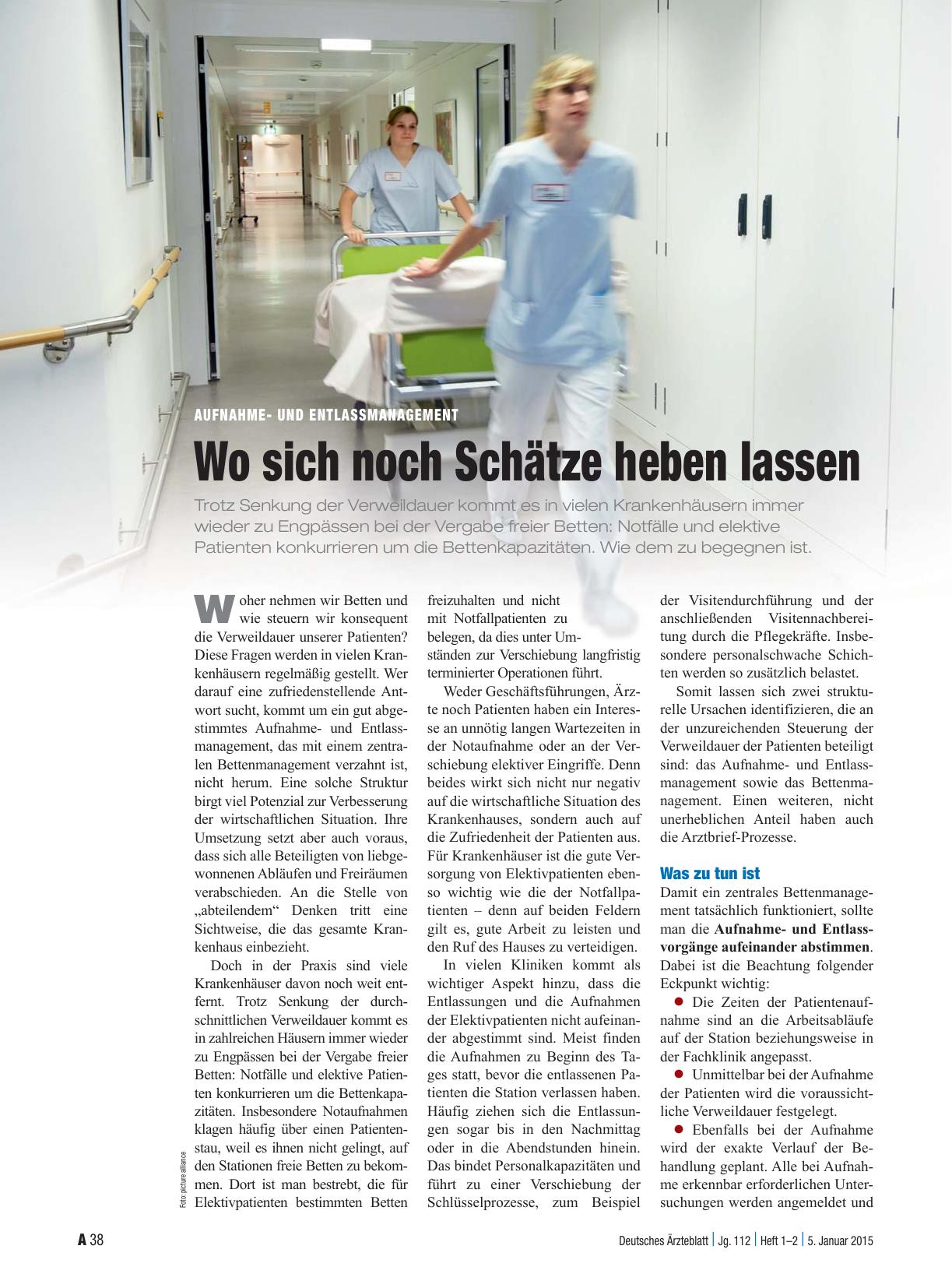 Vorschauseite 1: Aufnahmeund Entlassmanagement: Wo sich noch Schätze heben lassen
