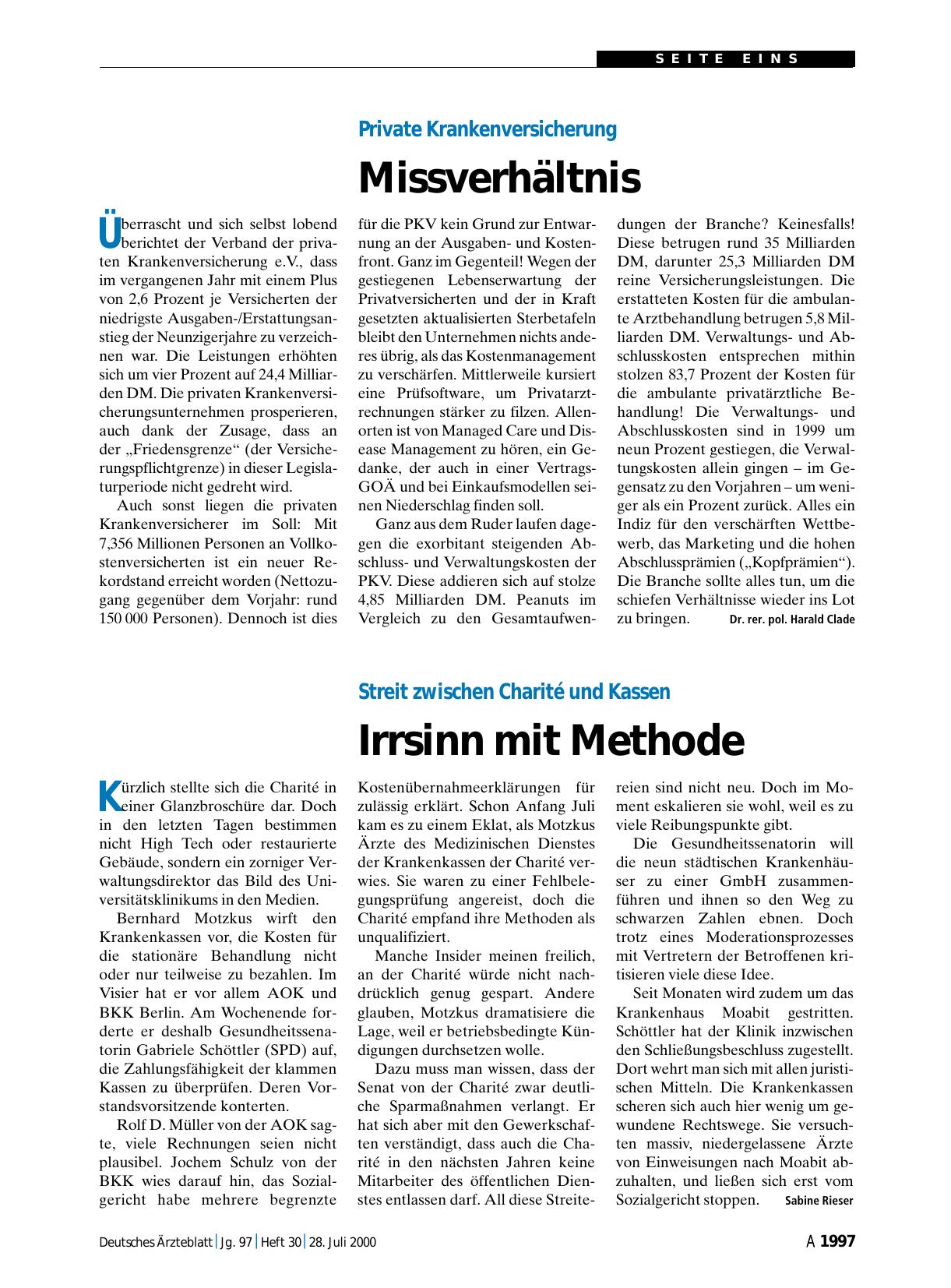 Vorschauseite 1: Streit zwischen Charité und Kassen: Irrsinn mit Methode
