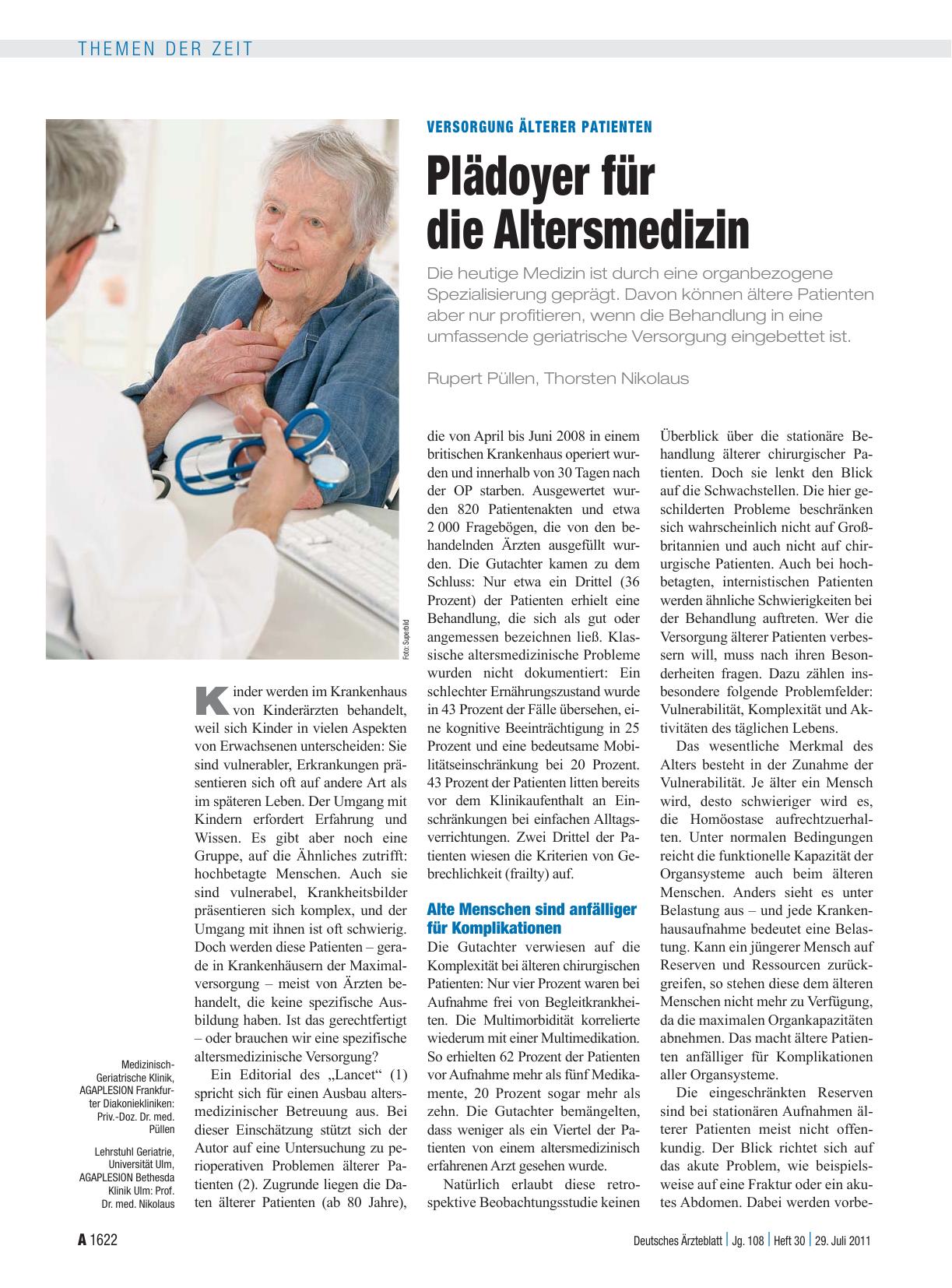 Vorschauseite 1: Versorgung Älterer Patienten: Plädoyer für die Altersmedizin