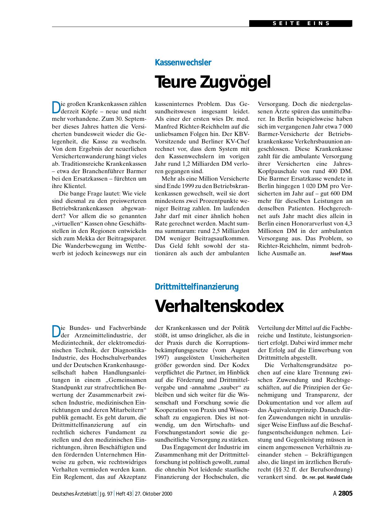 Vorschauseite 1: Kassenwechsler: Teure Zugvögel