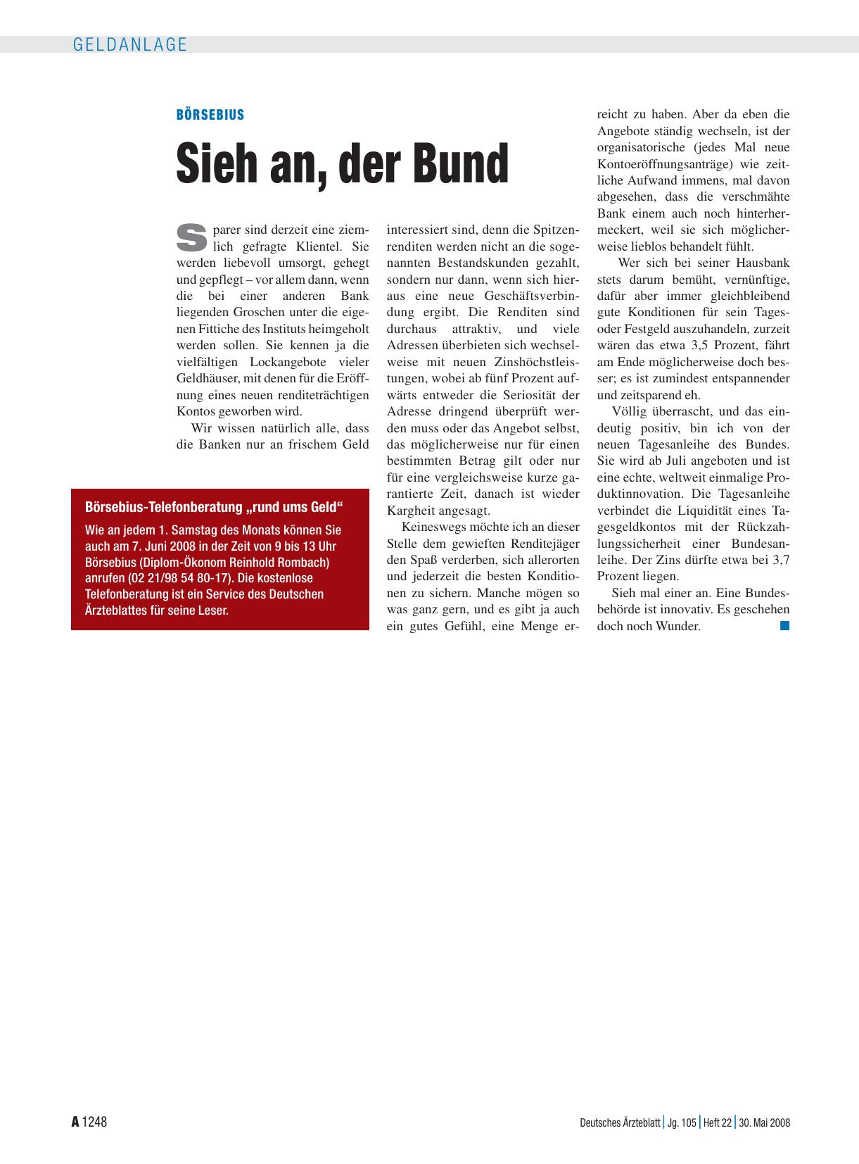 Vorschauseite 1: Börsebius: Sieh an, der Bund