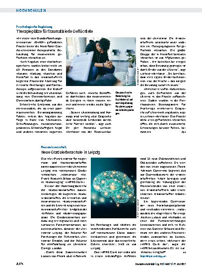 Vorschauseite 1: Psychologische Begleitung: Therapieplätze für traumatisierte Geflüchtete
