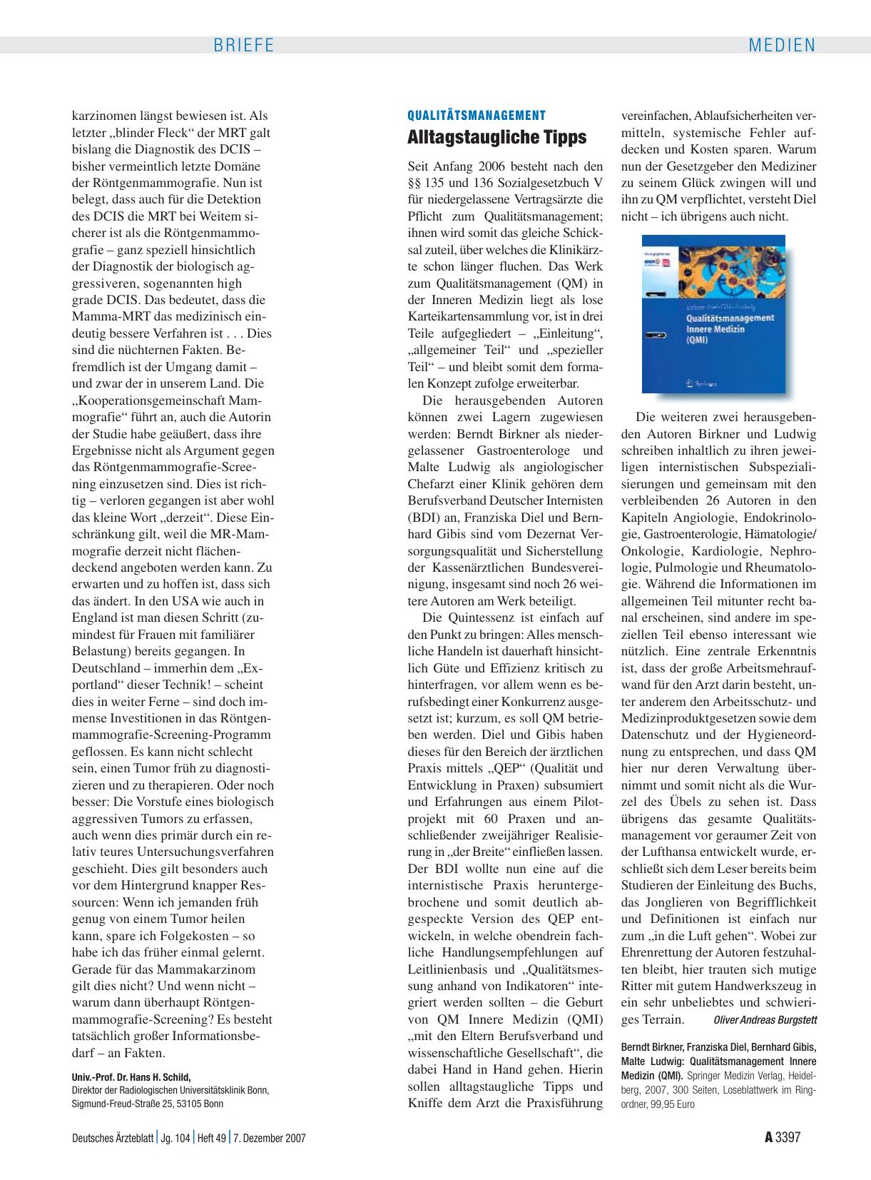 Vorschauseite 1: Qualitätsmanagement Innere Medizin (QMI)