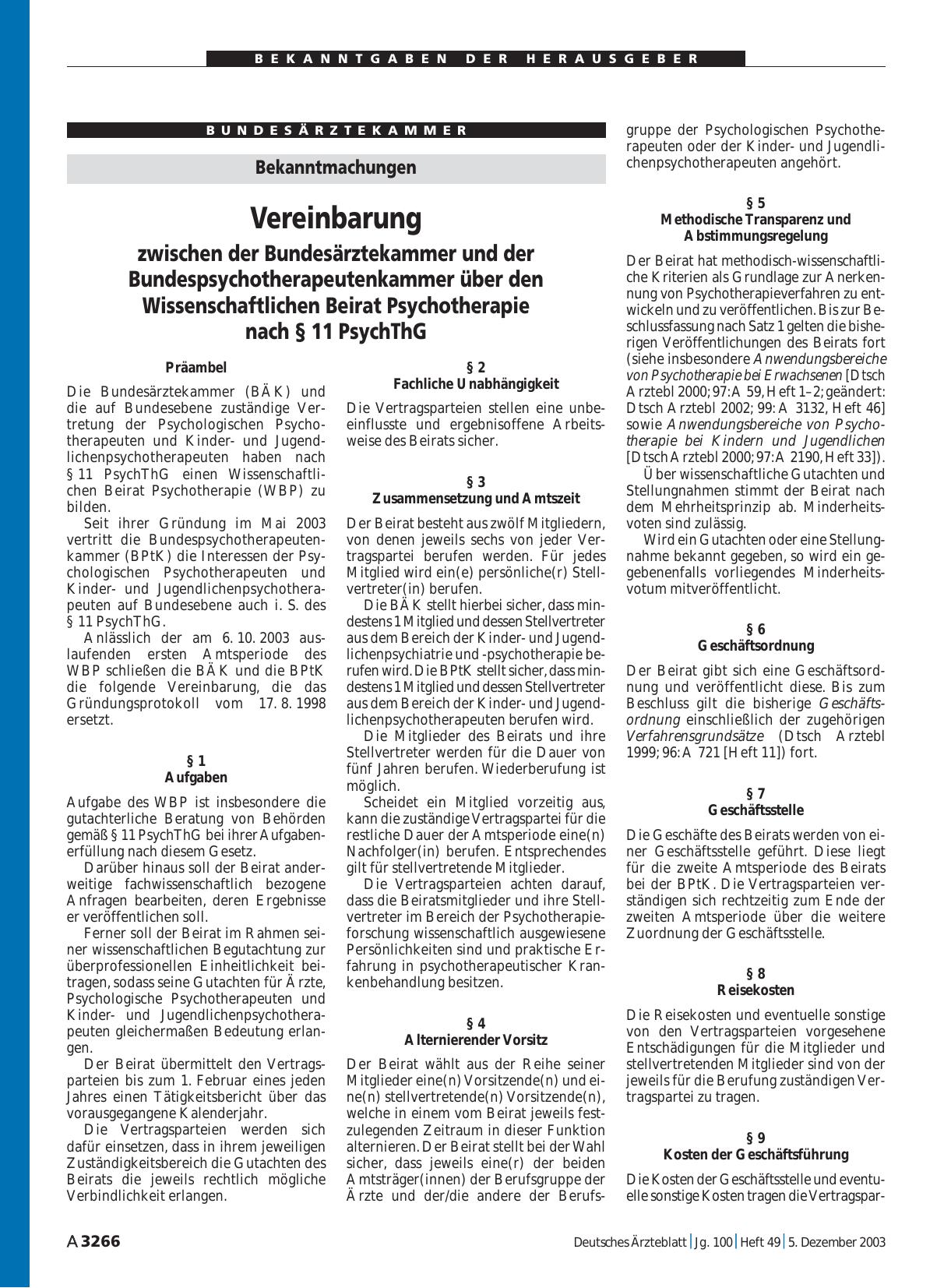Vorschauseite 1: Bekanntmachungen: Vereinbarung