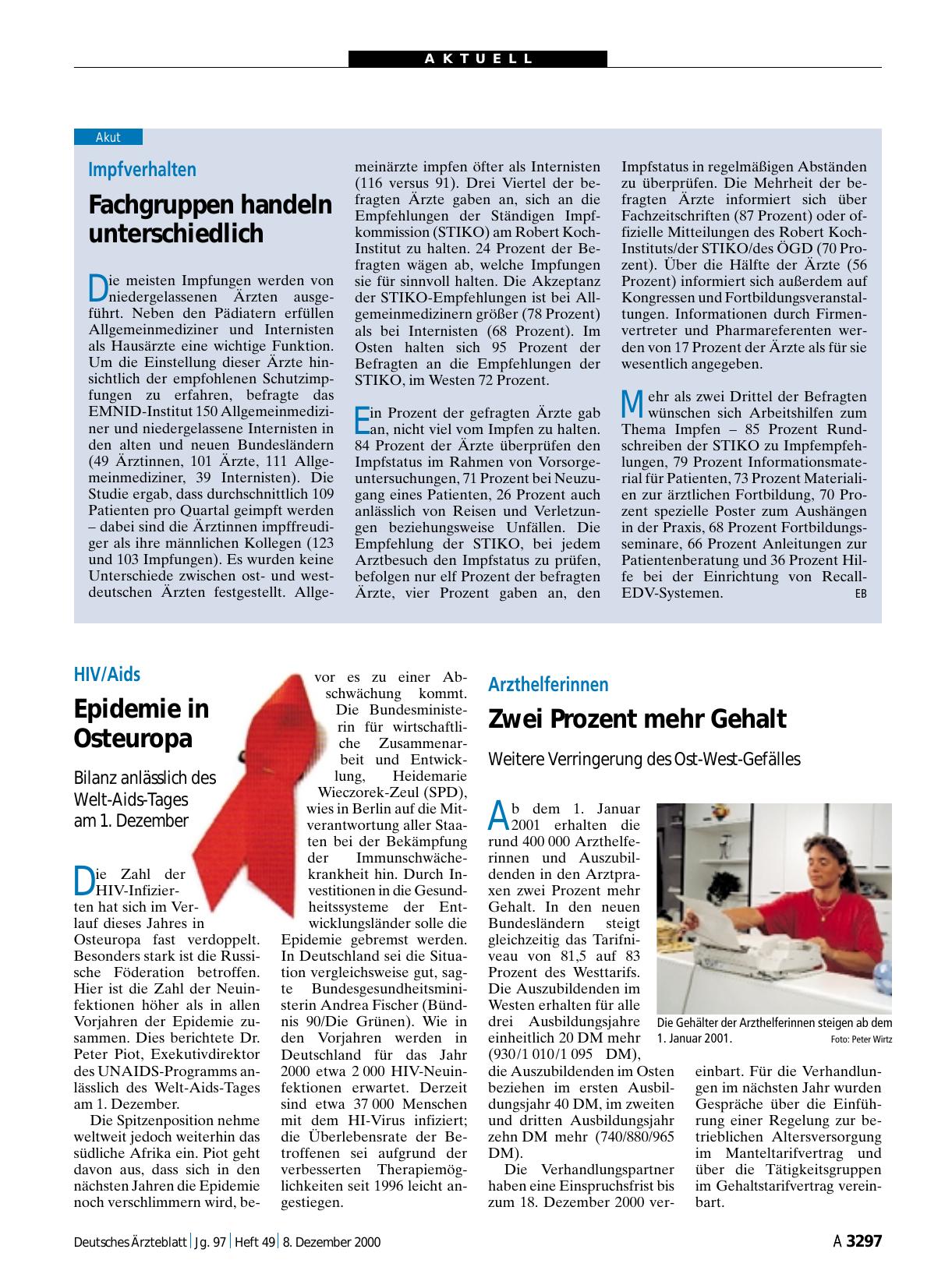 Vorschauseite 1: HIV/Aids: Epidemie in Osteuropa