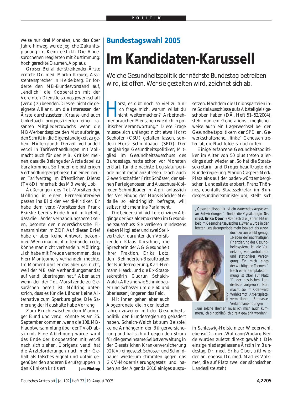 Vorschauseite 1: Bundestagswahl 2005: Im Kandidaten-Karussell