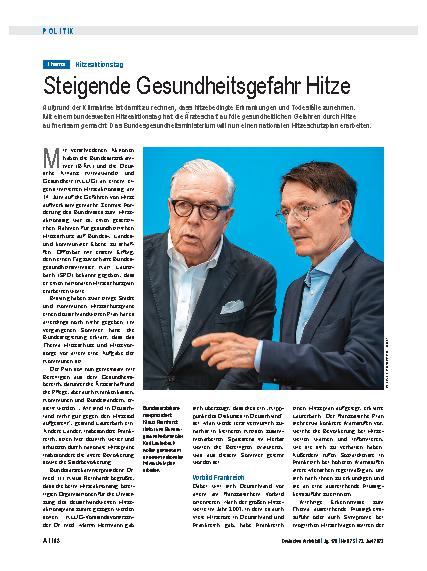Vorschauseite 1: Hitzeaktionsstag: Steigende Gesundheitsgefahr Hitze