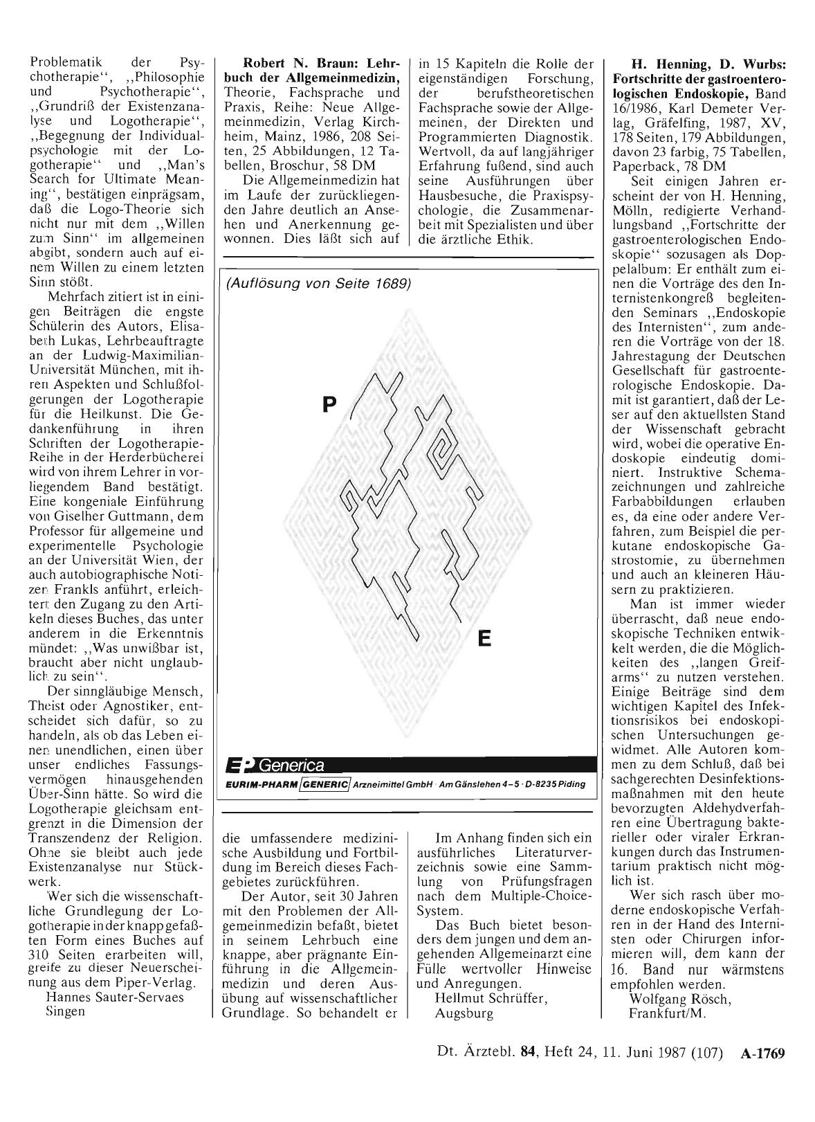 Vorschauseite 1: H. Henning, D. Wurbs: Fortschritte der gastroenterologischen Endoskopie