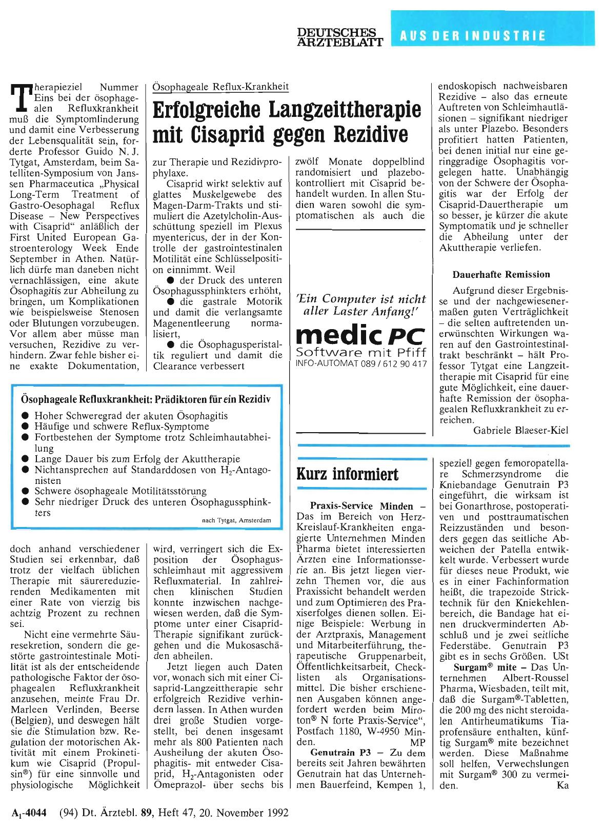Vorschauseite 1: Kurz informiert: Praxis-Service Minden