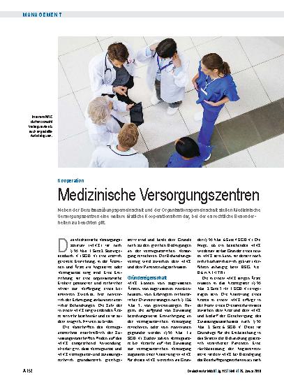Vorschauseite 1: Kooperation: Medizinische Versorgungszentren