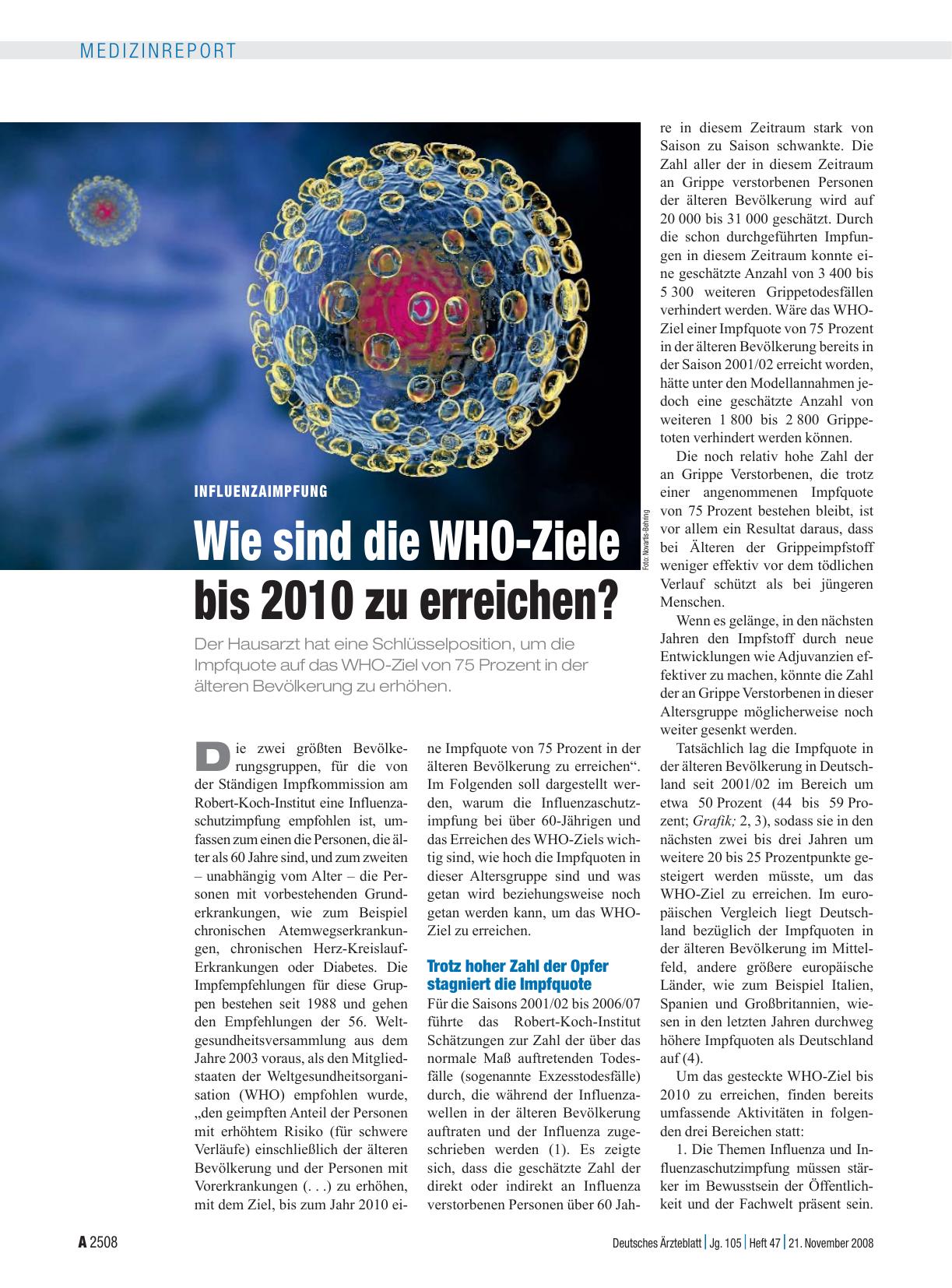 Vorschauseite 1: Influenzaimpfung: Wie sind die WHO-Ziele bis 2010 zu erreichen?