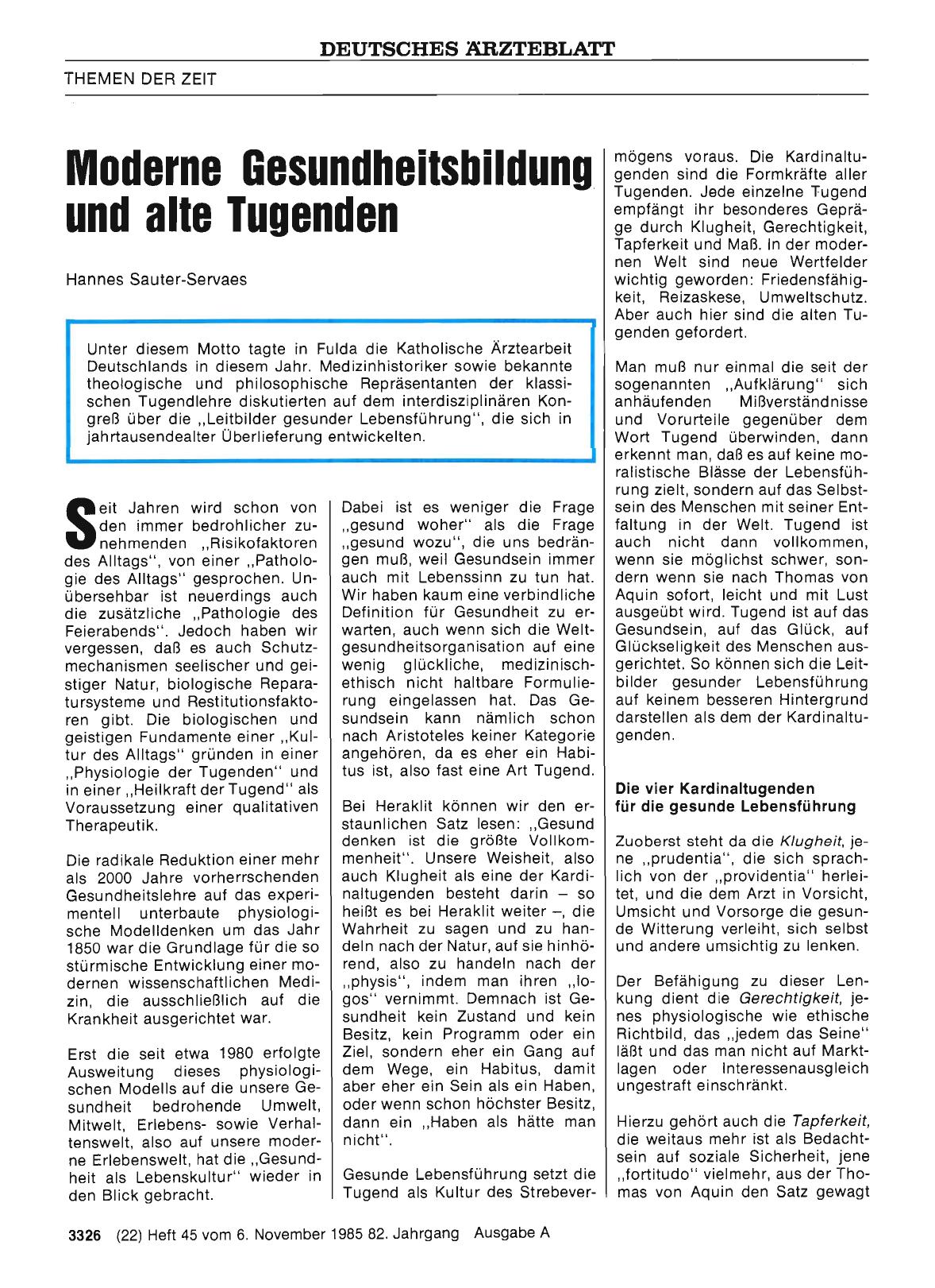 Vorschauseite 1: Moderne Gesundheitsbildung und alte Tugenden