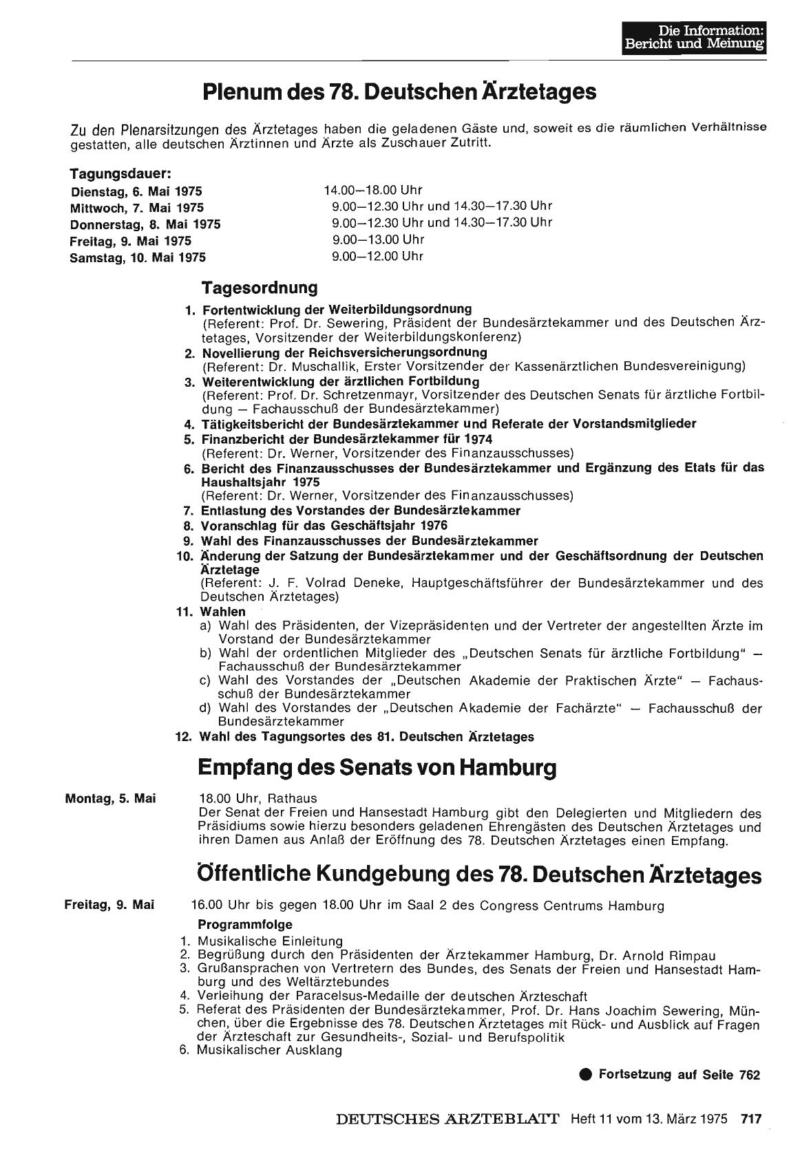 Vorschauseite 1: Plenum des 78. Deutschen Ärztetages