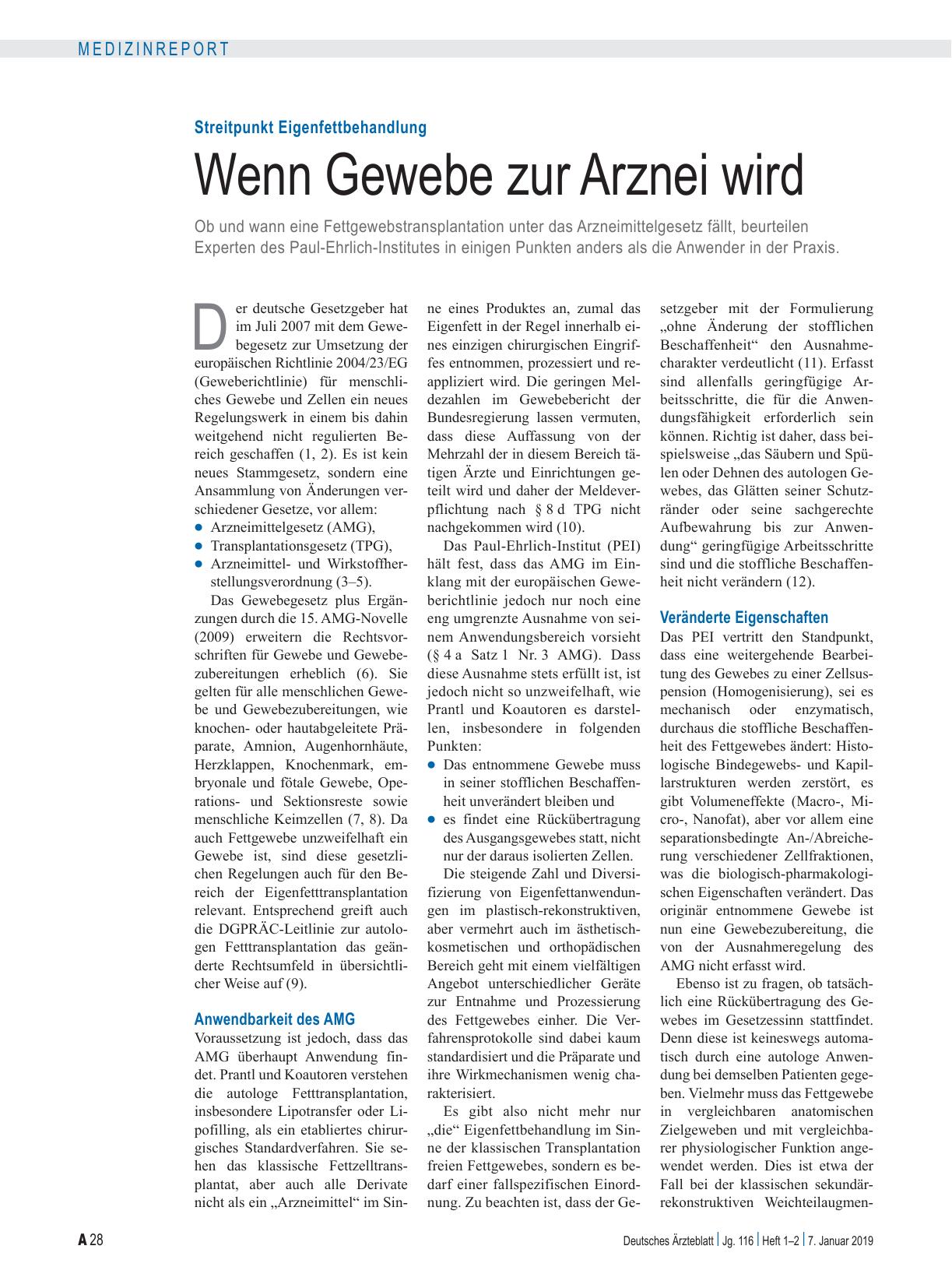 Vorschauseite 1: Streitpunkt Eigenfettbehandlung: Wenn Gewebe zur Arznei wird