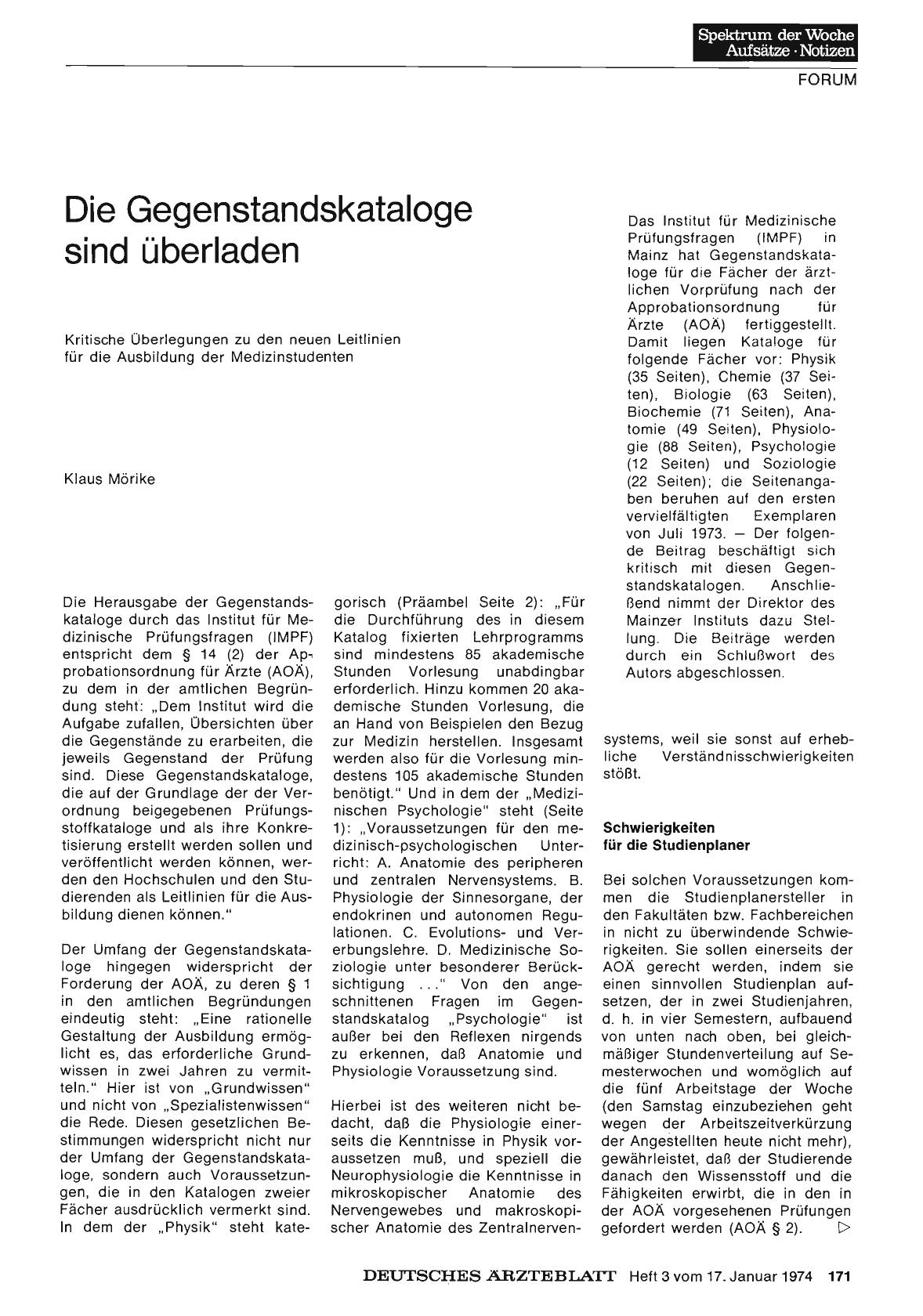 Vorschauseite 1: Die Gegenstandskataloge sind überladen