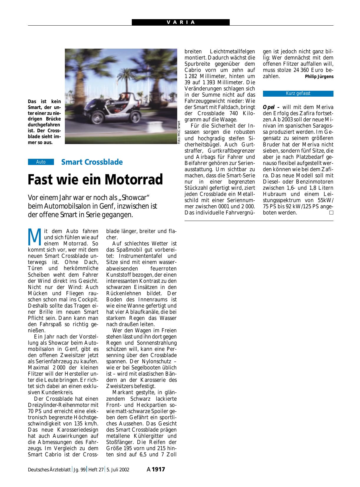 Vorschauseite 1: Smart Crossblade: Fast wie ein Motorrad