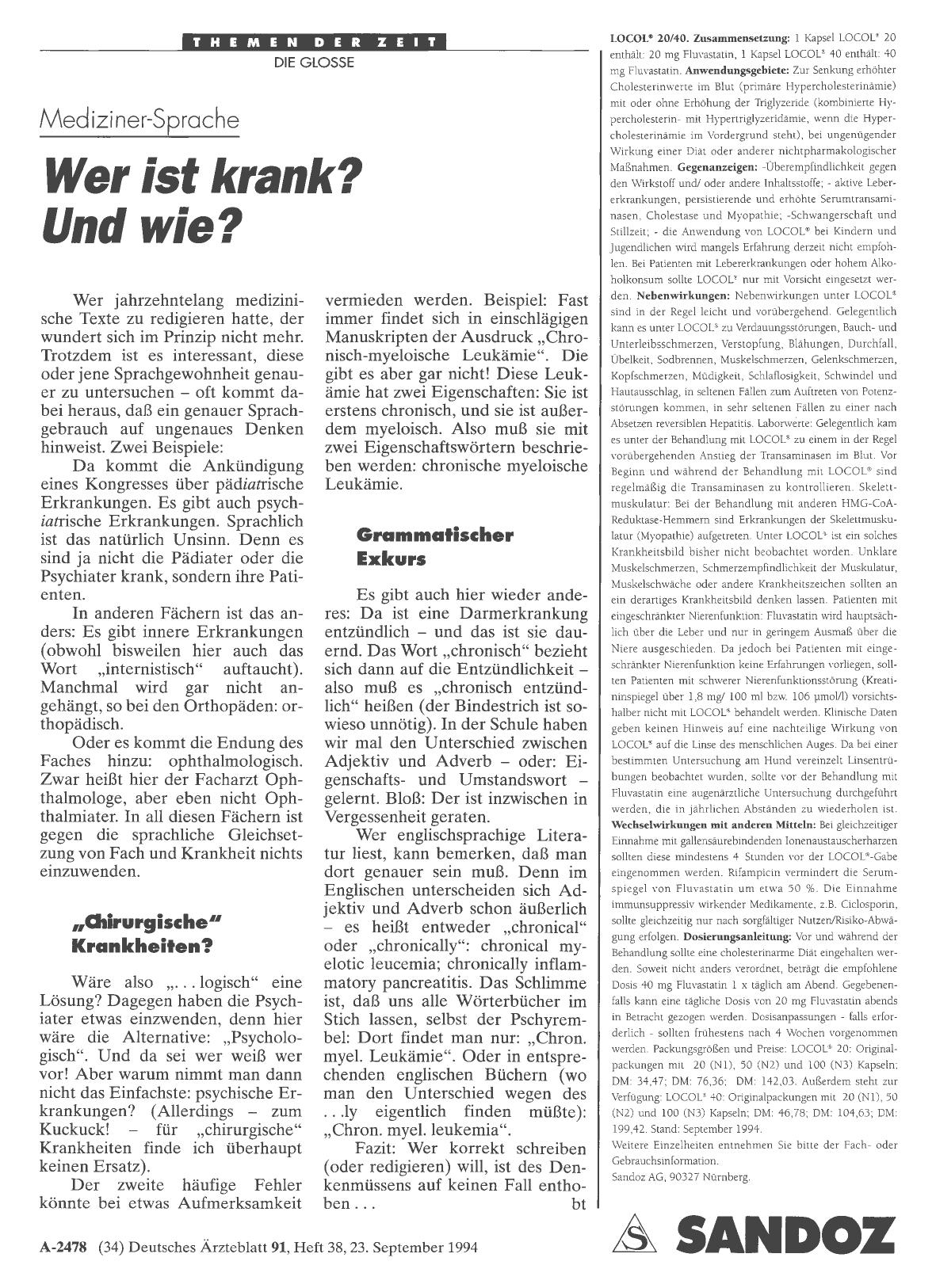 Vorschauseite 1: Mediziner-Sprache: Wer ist krank? Und wie?