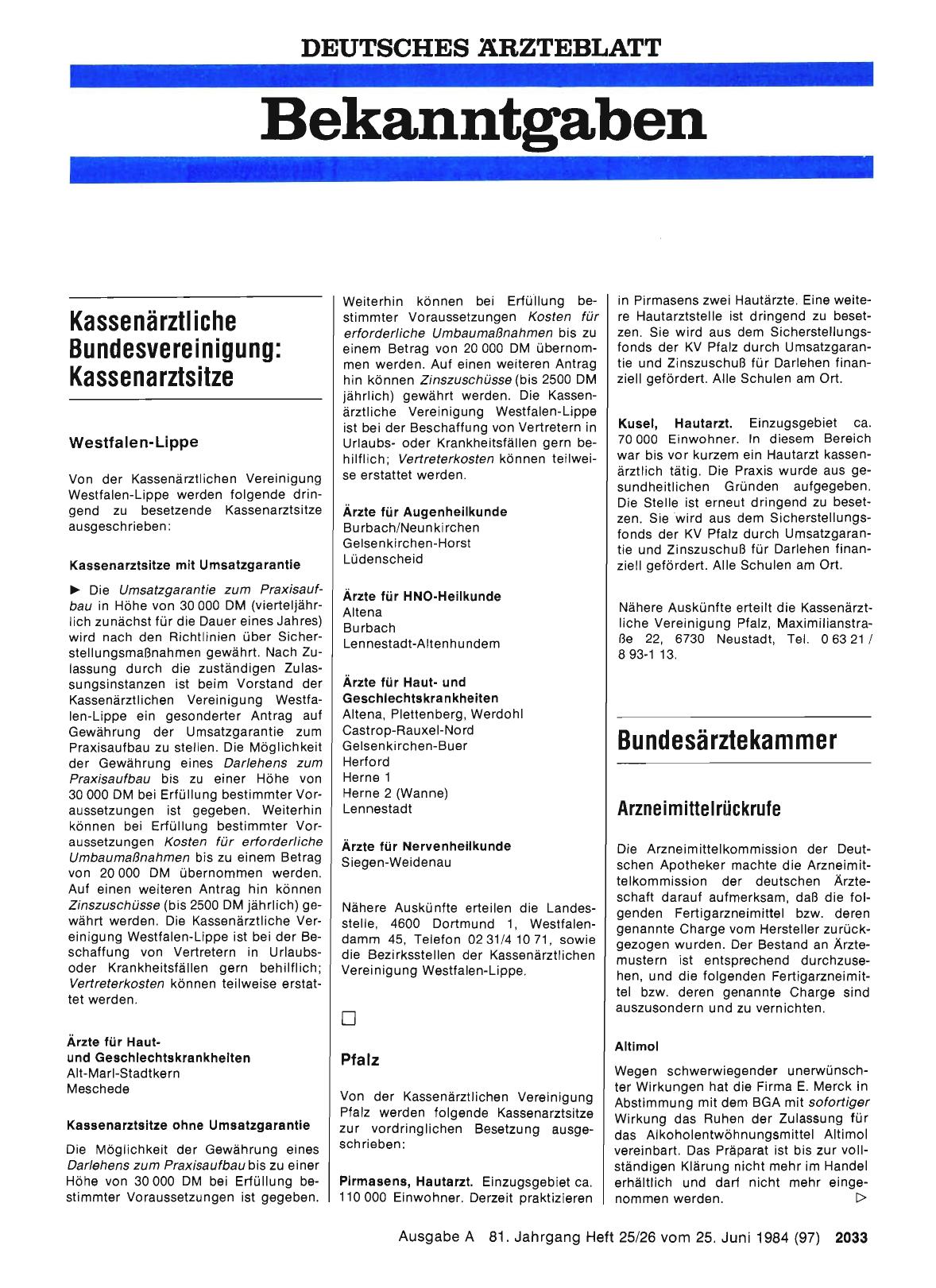 Vorschauseite 1: Kassenarztsitze