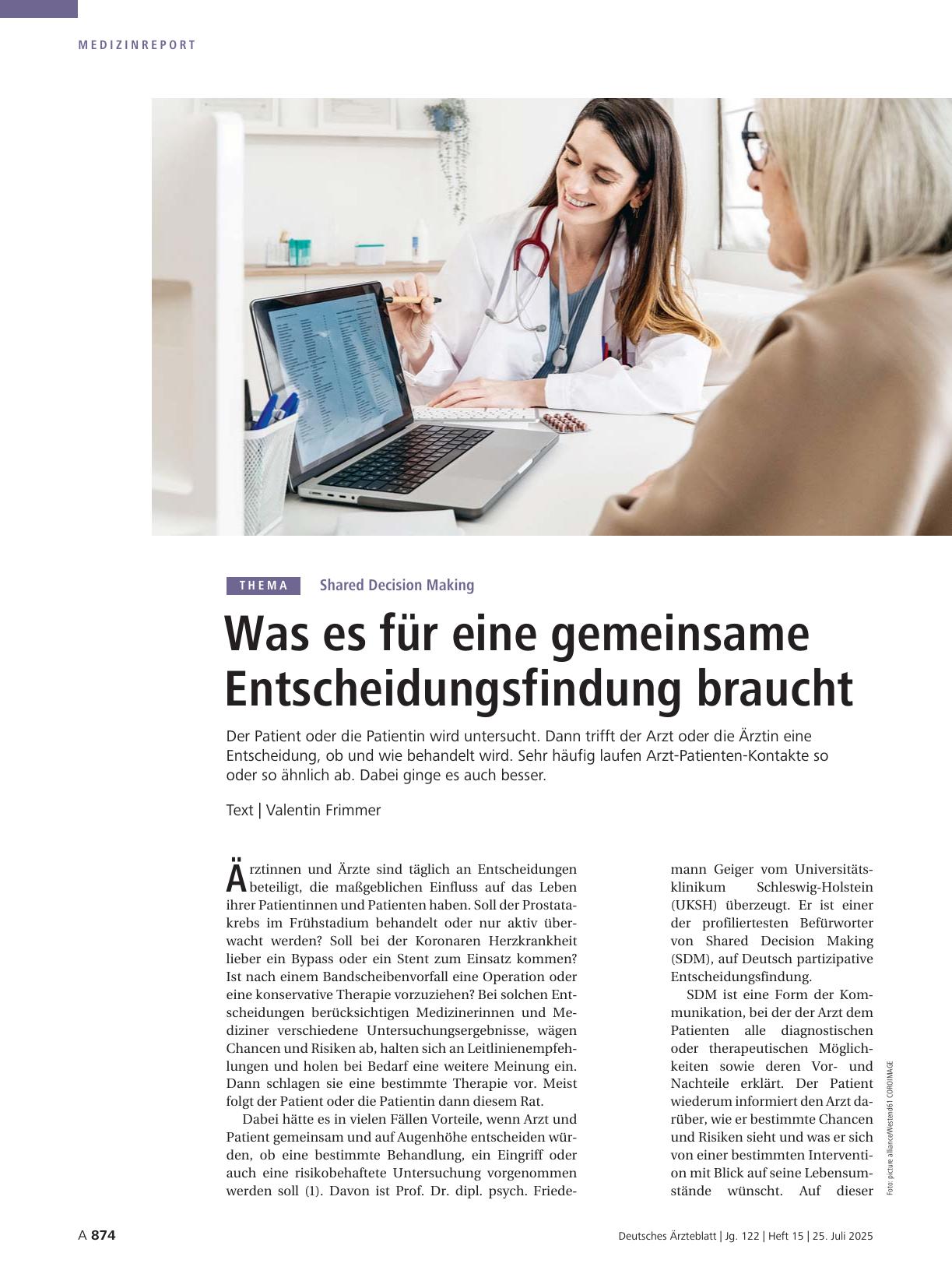 Vorschauseite 1: Shared Decision Making: Was es für eine gemeinsame Entscheidungsfindung braucht