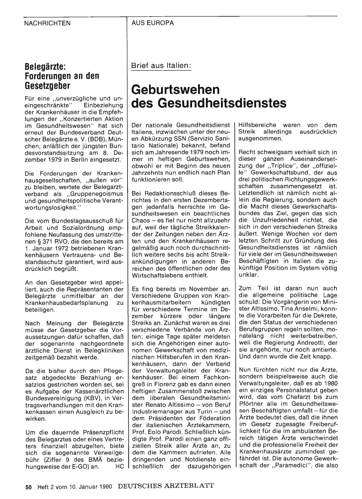 Vorschauseite 1: Belegärzte: Forderungen an den Gesetzgeber