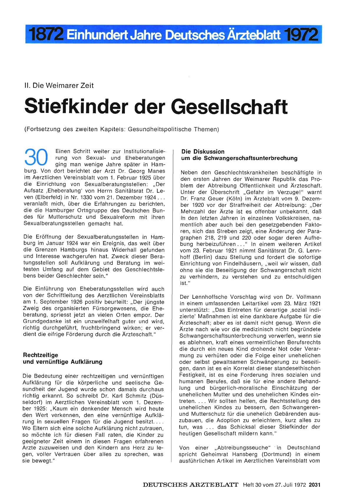 Vorschauseite 1: II. Die Weimarer Zeit: Stiefkinder der Gesellschaft