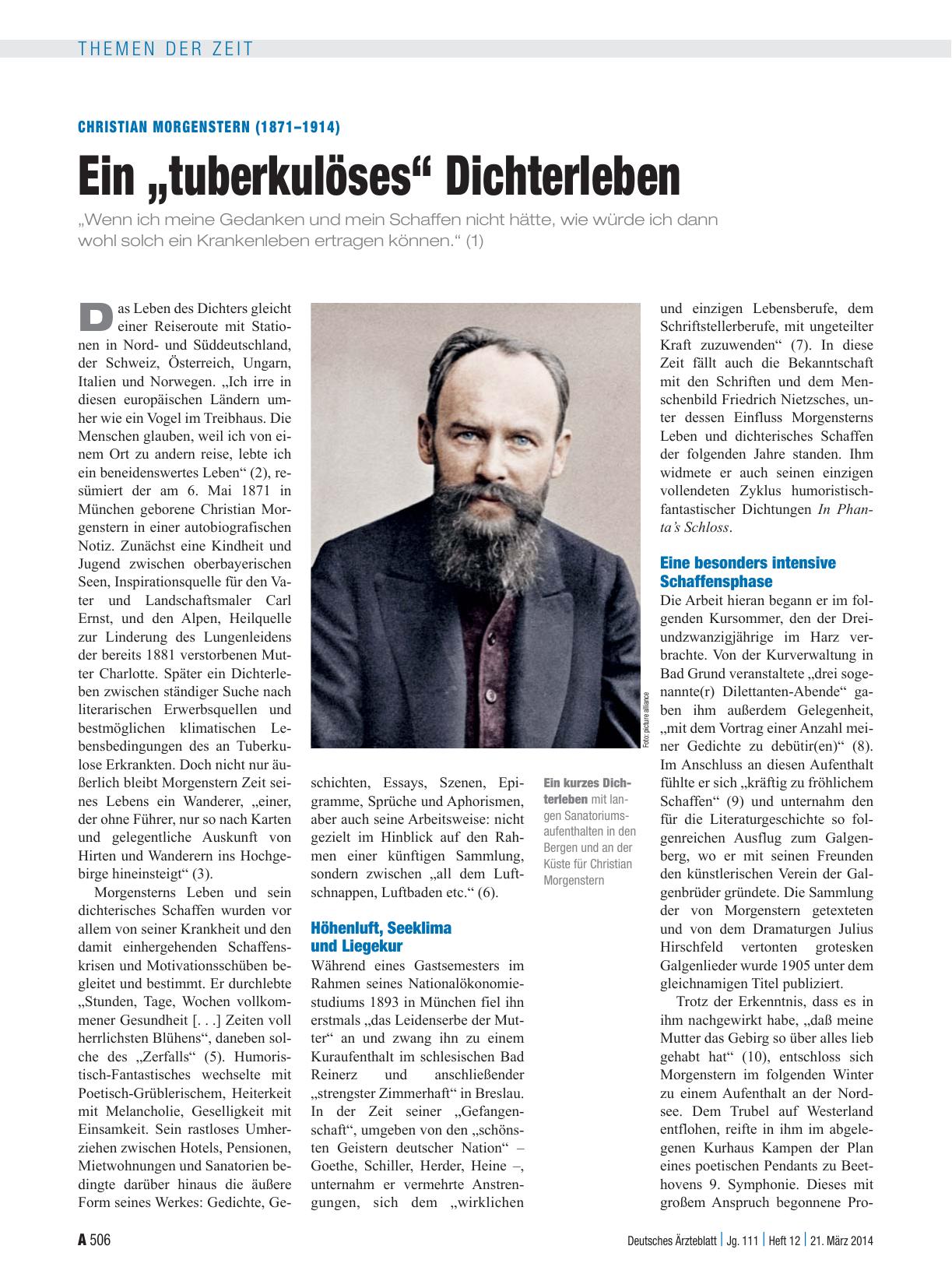 Vorschauseite 1: Christian Morgenstern (1871–1914): Ein „tuberkulöses“ Dichterleben