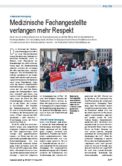 Vorschauseite 1: Ambulante Versorgung: Medizinische Fachangestellte verlangen mehr Respekt