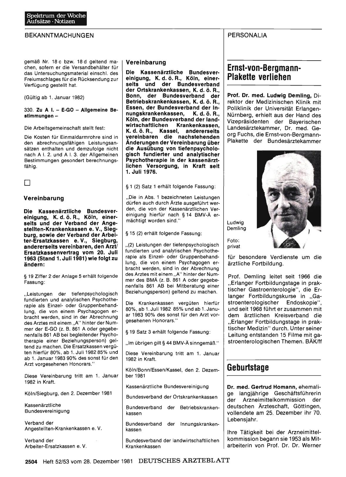 Vorschauseite 1: Ernst-von-Bergmann-Plakette verliehen