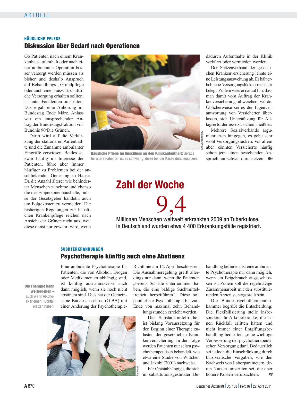 Vorschauseite 1: Suchterkrankungen: Psychotherapie künftig auch ohne Abstinenz