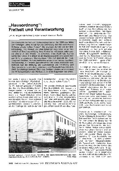 Vorschauseite 1: „Hausordnung“: Freiheit und Verantwortung - Ein außergewöhnliches Studentenwohnheim in Berlin