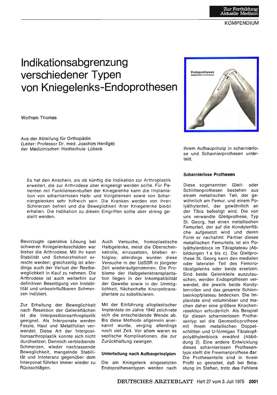 Vorschauseite 1: Indikationsabgrenzung verschiedener Typen von Kniegelenks-Endoprothesen