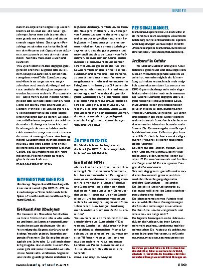 Vorschauseite 1: Personalmangel: Arztberuf in Gefahr